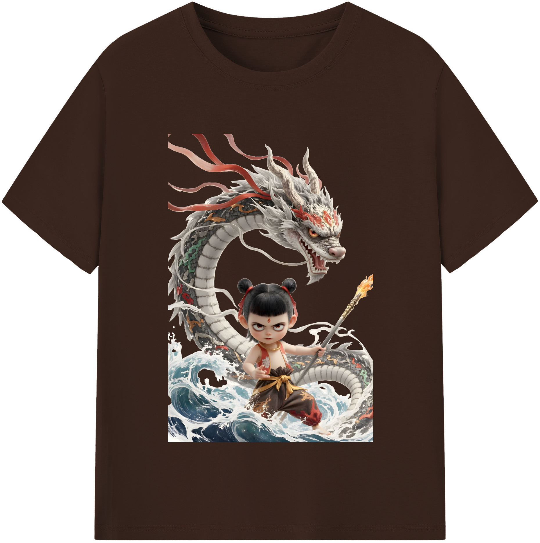 （画像用） Ne Zha 2 ナタ 魔童の大暴れ 綿100％半袖Tシャツ（フロントプリント）