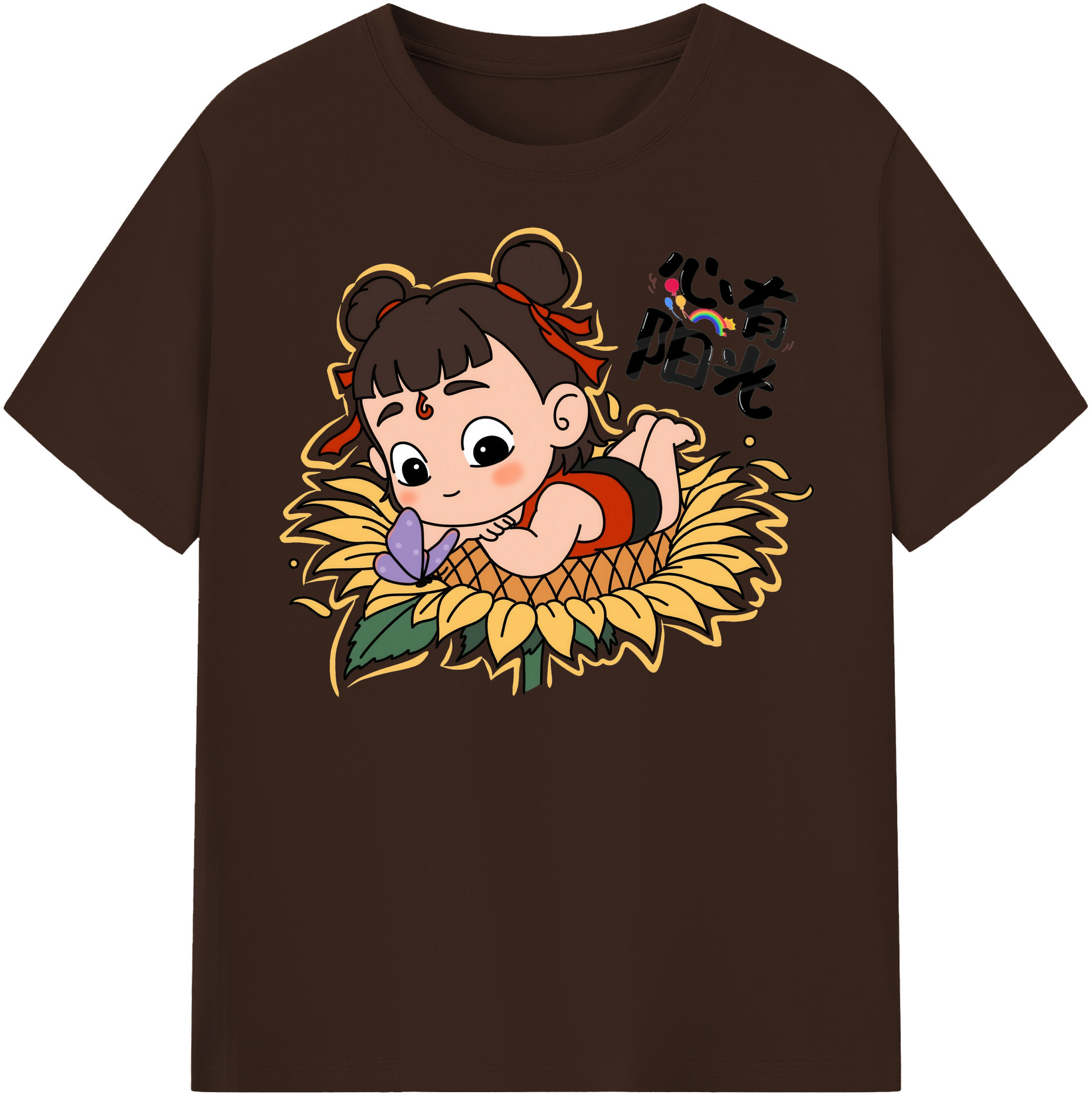 （画像用） Ne Zha 2 ナタ 魔童の大暴れ 綿100％半袖Tシャツ（フロントプリント）