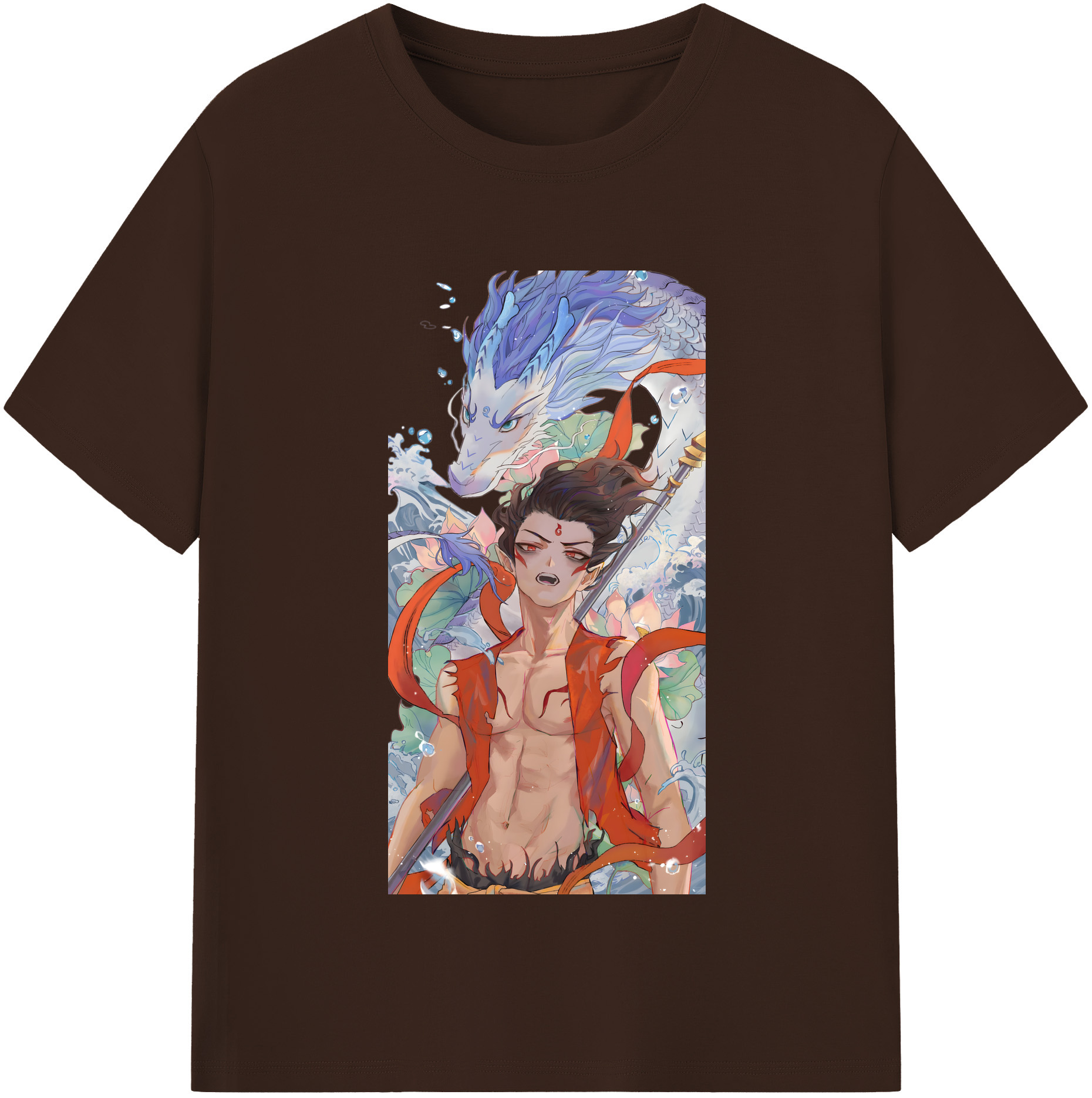 （画像用） Ne Zha 2 ナタ 魔童の大暴れ 綿100％半袖Tシャツ（フロントプリント）