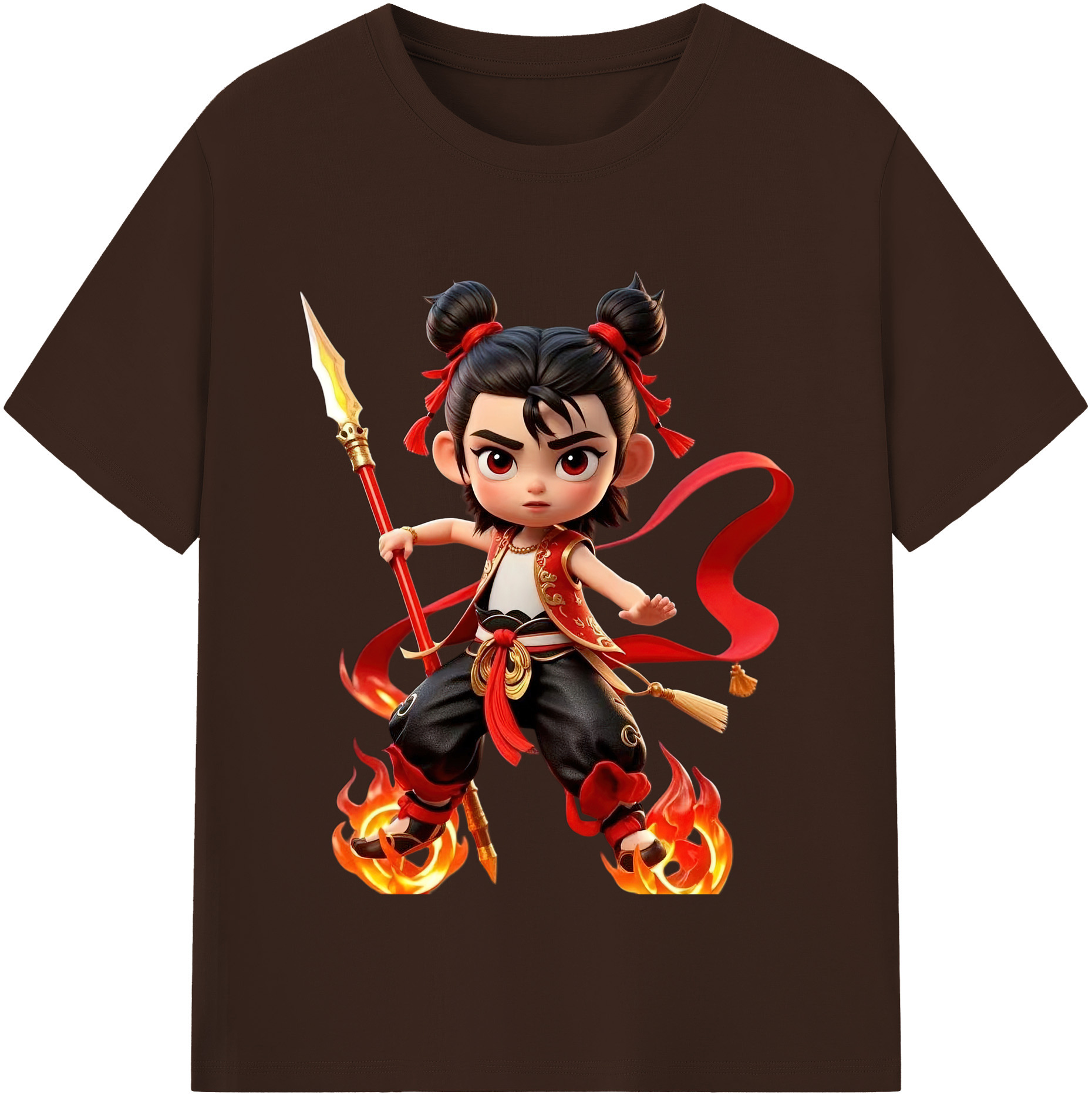 （画像用） Ne Zha 2 ナタ 魔童の大暴れ 綿100％半袖Tシャツ（フロントプリント）