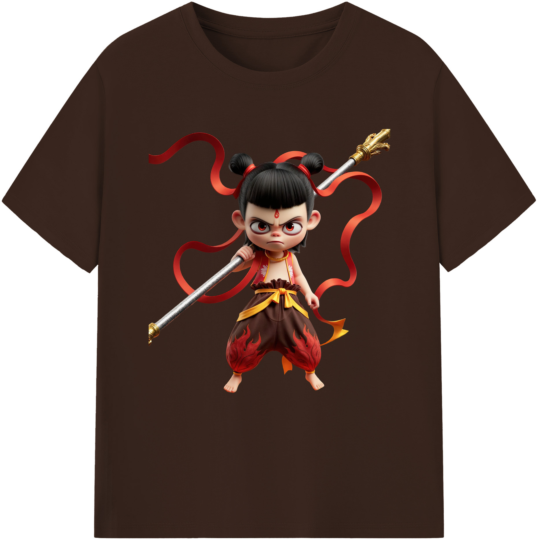 （画像用） Ne Zha 2 ナタ 魔童の大暴れ 綿100％半袖Tシャツ（フロントプリント）