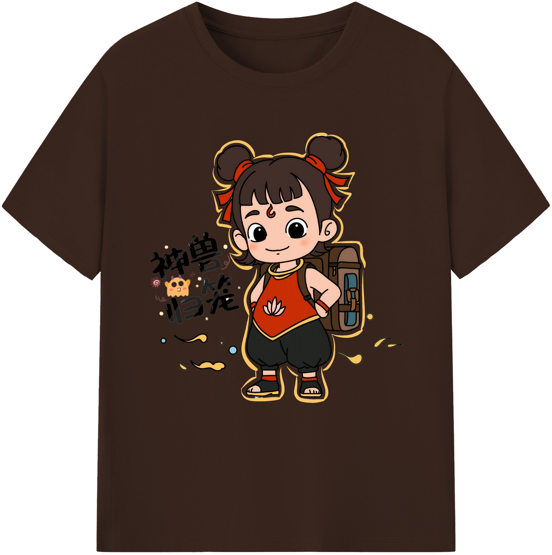 （画像用） Ne Zha 2 ナタ 魔童の大暴れ 綿100％半袖Tシャツ（フロントプリント）