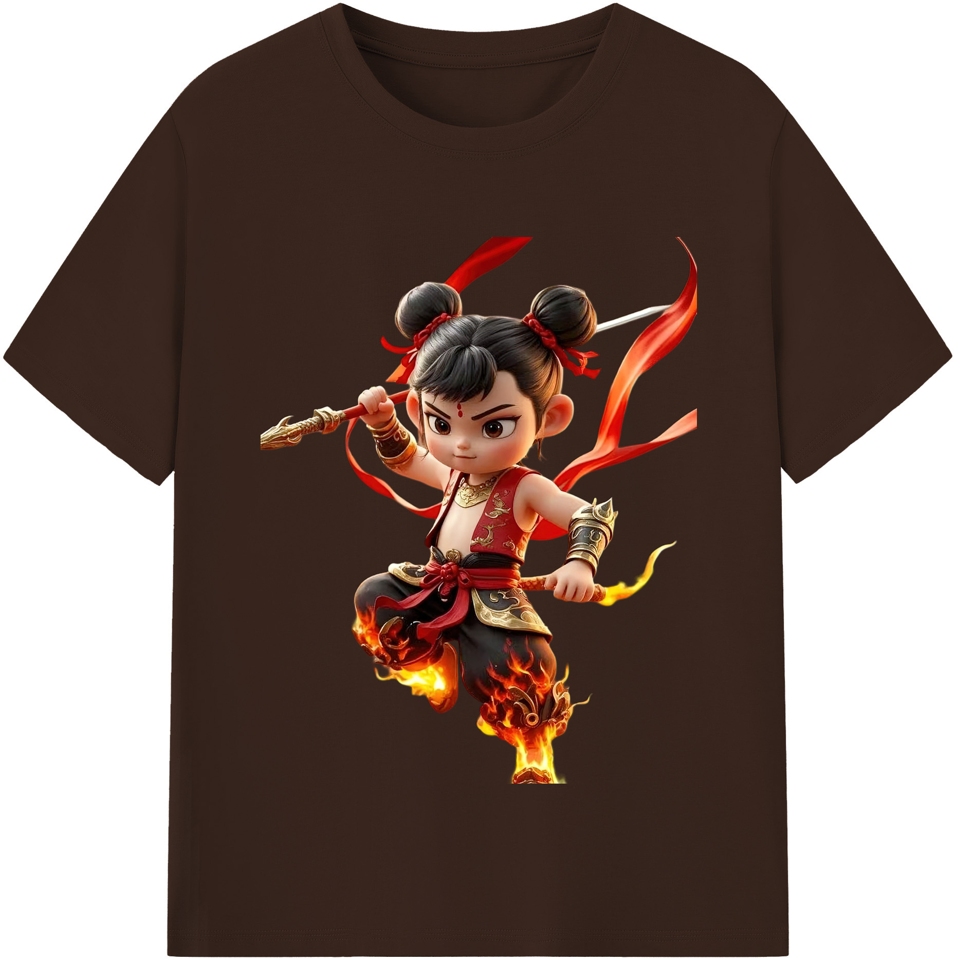 （画像用） Ne Zha 2 ナタ 魔童の大暴れ 綿100％半袖Tシャツ（フロントプリント）