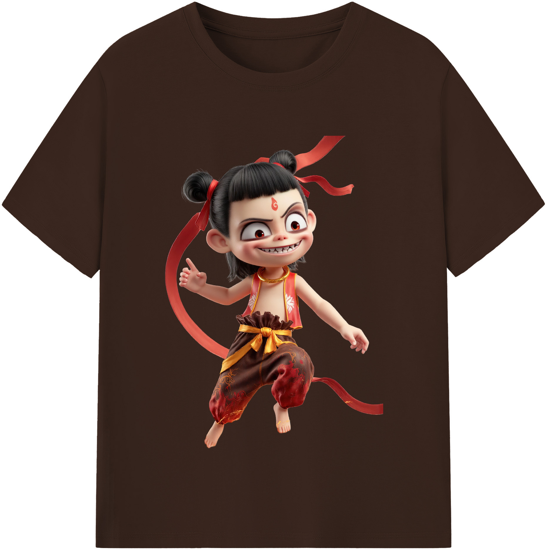 （画像用） Ne Zha 2 ナタ 魔童の大暴れ 綿100％半袖Tシャツ（フロントプリント）