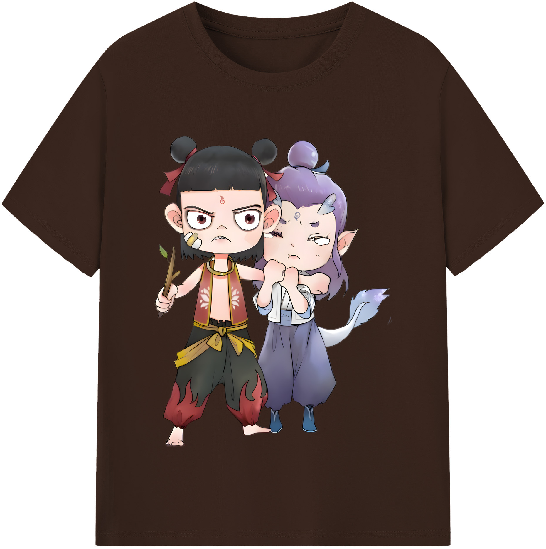 （画像用） Ne Zha 2 ナタ 魔童の大暴れ 綿100％半袖Tシャツ（フロントプリント）