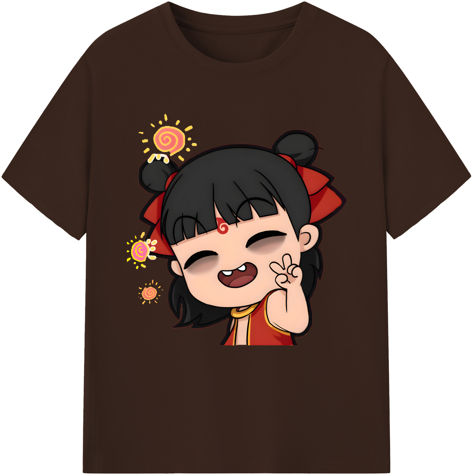 （画像用） Ne Zha 2 ナタ 魔童の大暴れ 綿100％半袖Tシャツ（フロントプリント）