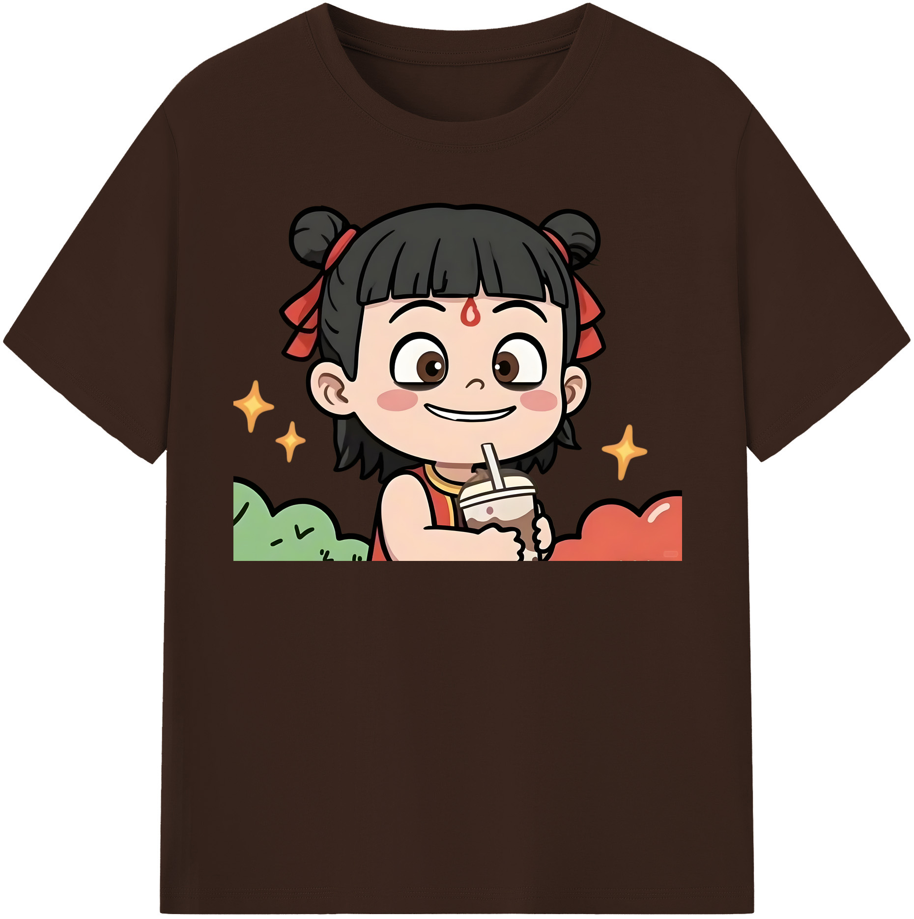 （画像用） Ne Zha 2 ナタ 魔童の大暴れ 綿100％半袖Tシャツ（フロントプリント）