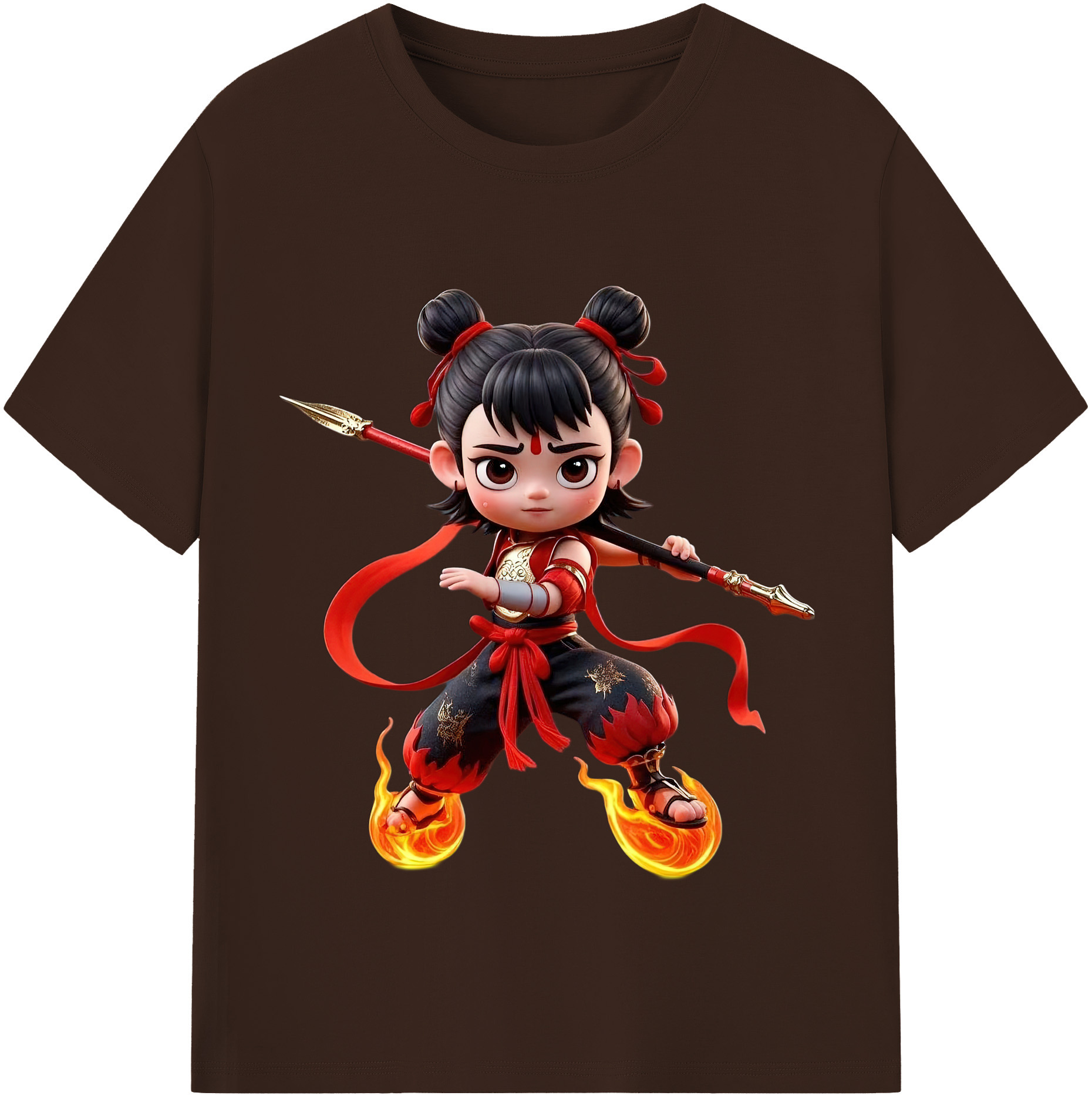 （画像用） Ne Zha 2 ナタ 魔童の大暴れ 綿100％半袖Tシャツ（フロントプリント）