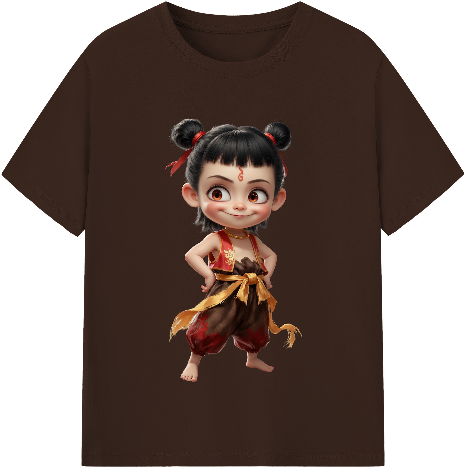 （画像用） Ne Zha 2 ナタ 魔童の大暴れ 綿100％半袖Tシャツ（フロントプリント）