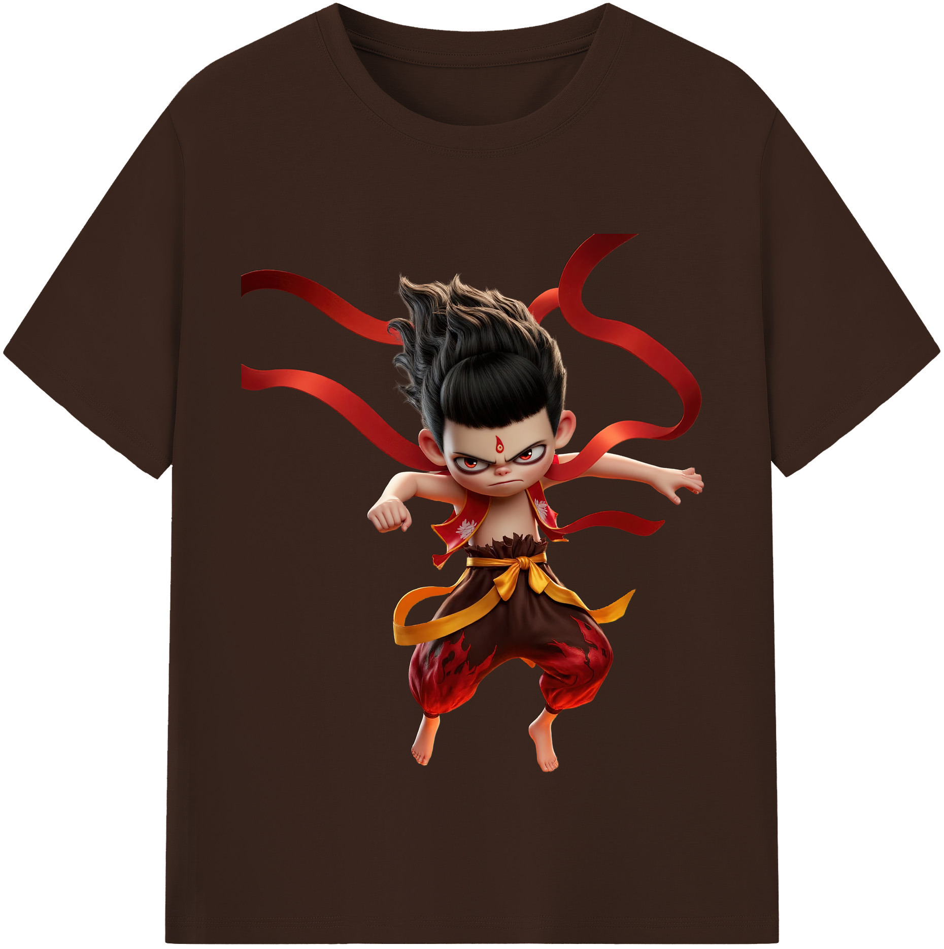 （画像用） Ne Zha 2 ナタ 魔童の大暴れ 綿100％半袖Tシャツ（フロントプリント）
