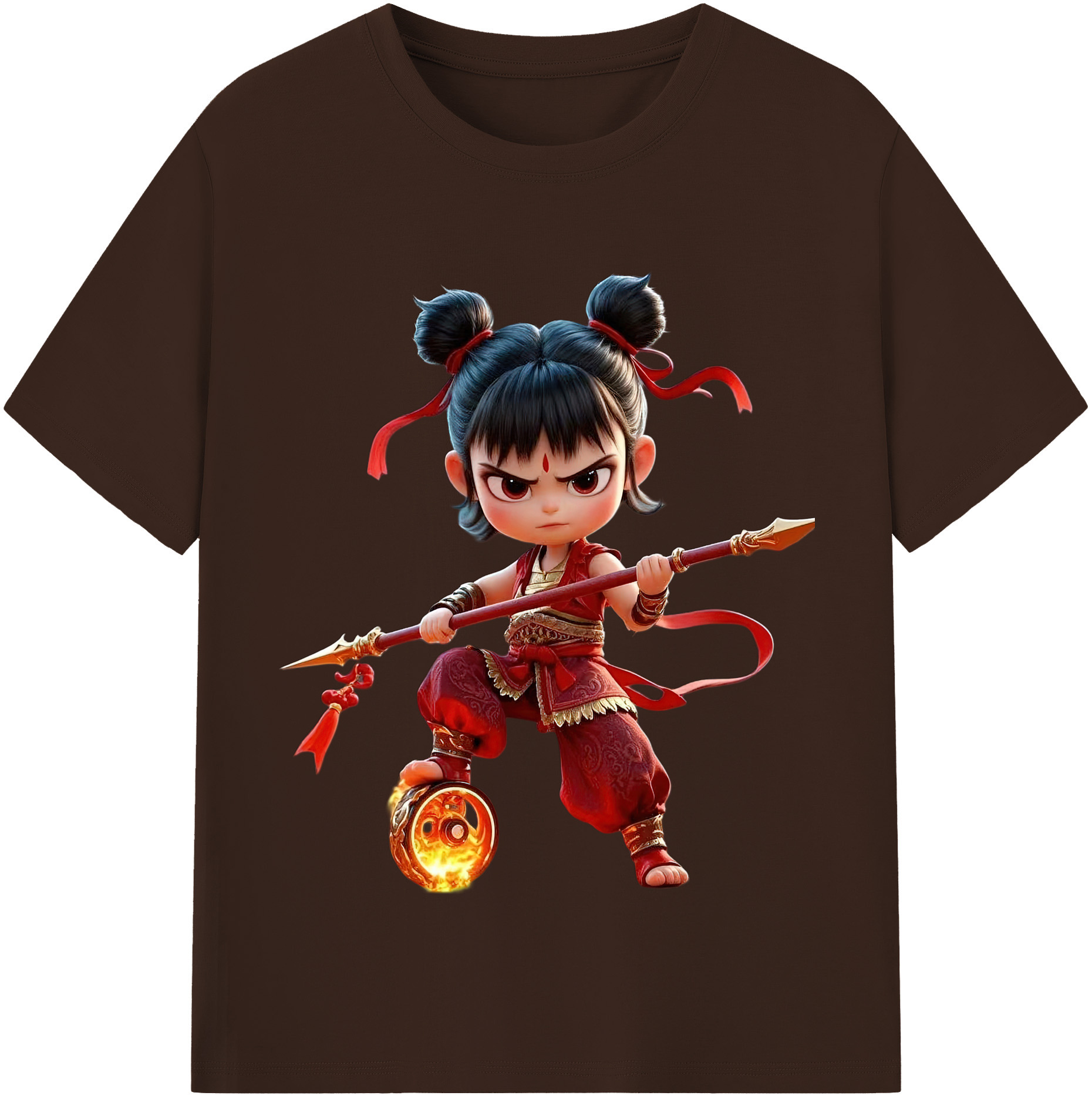 （画像用） Ne Zha 2 ナタ 魔童の大暴れ 綿100％半袖Tシャツ（フロントプリント）