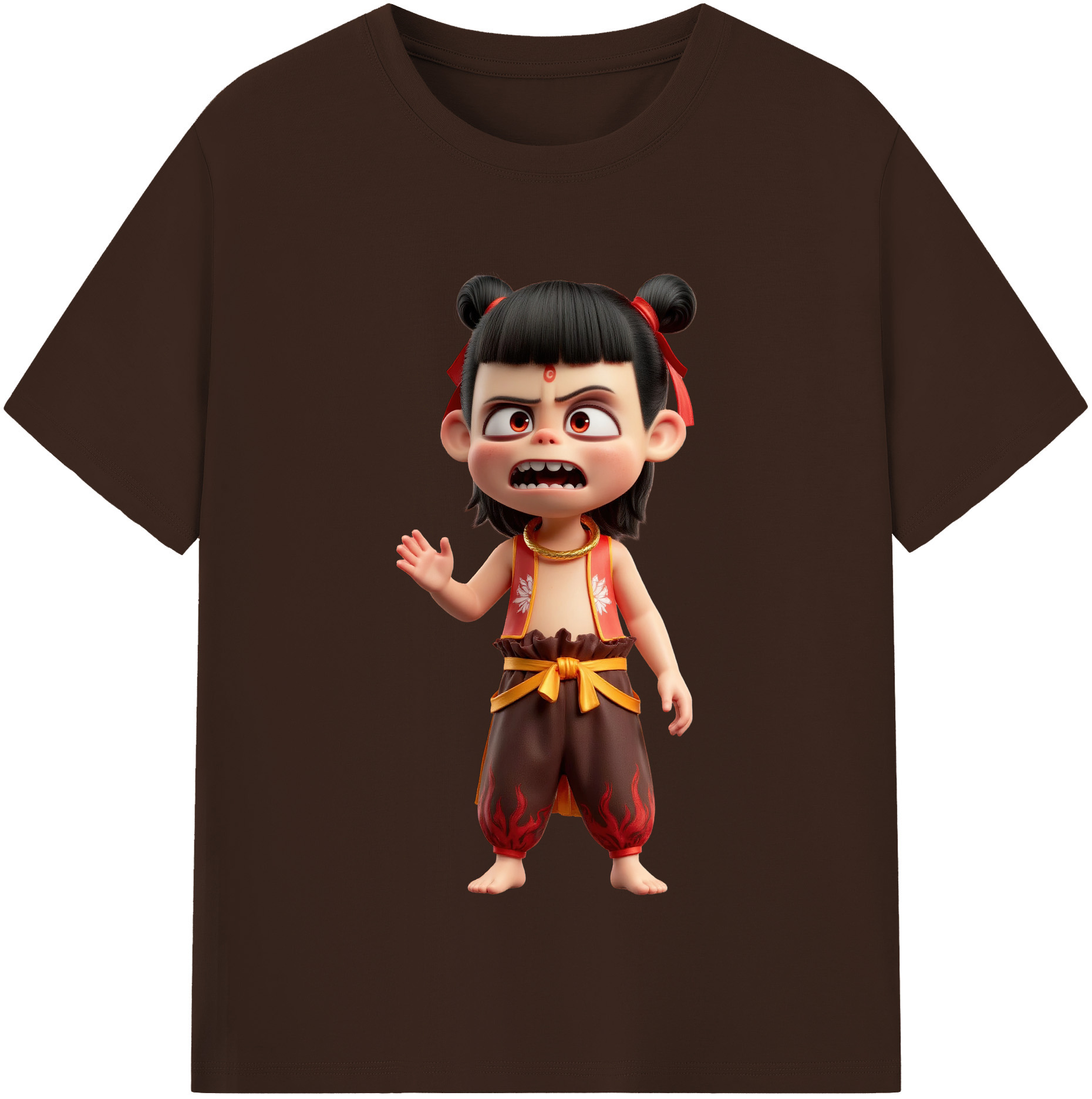 （画像用） Ne Zha 2 ナタ 魔童の大暴れ 綿100％半袖Tシャツ（フロントプリント）
