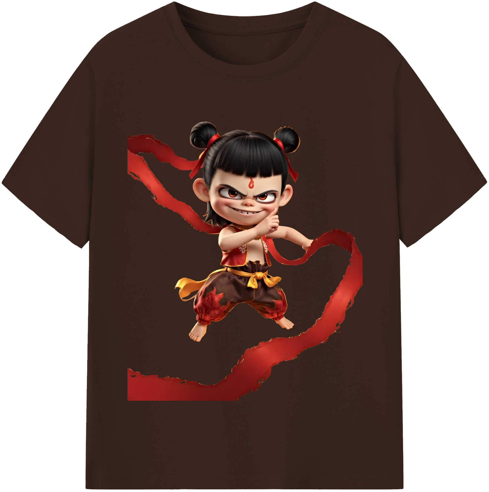 （画像用） Ne Zha 2 ナタ 魔童の大暴れ 綿100％半袖Tシャツ（フロントプリント）