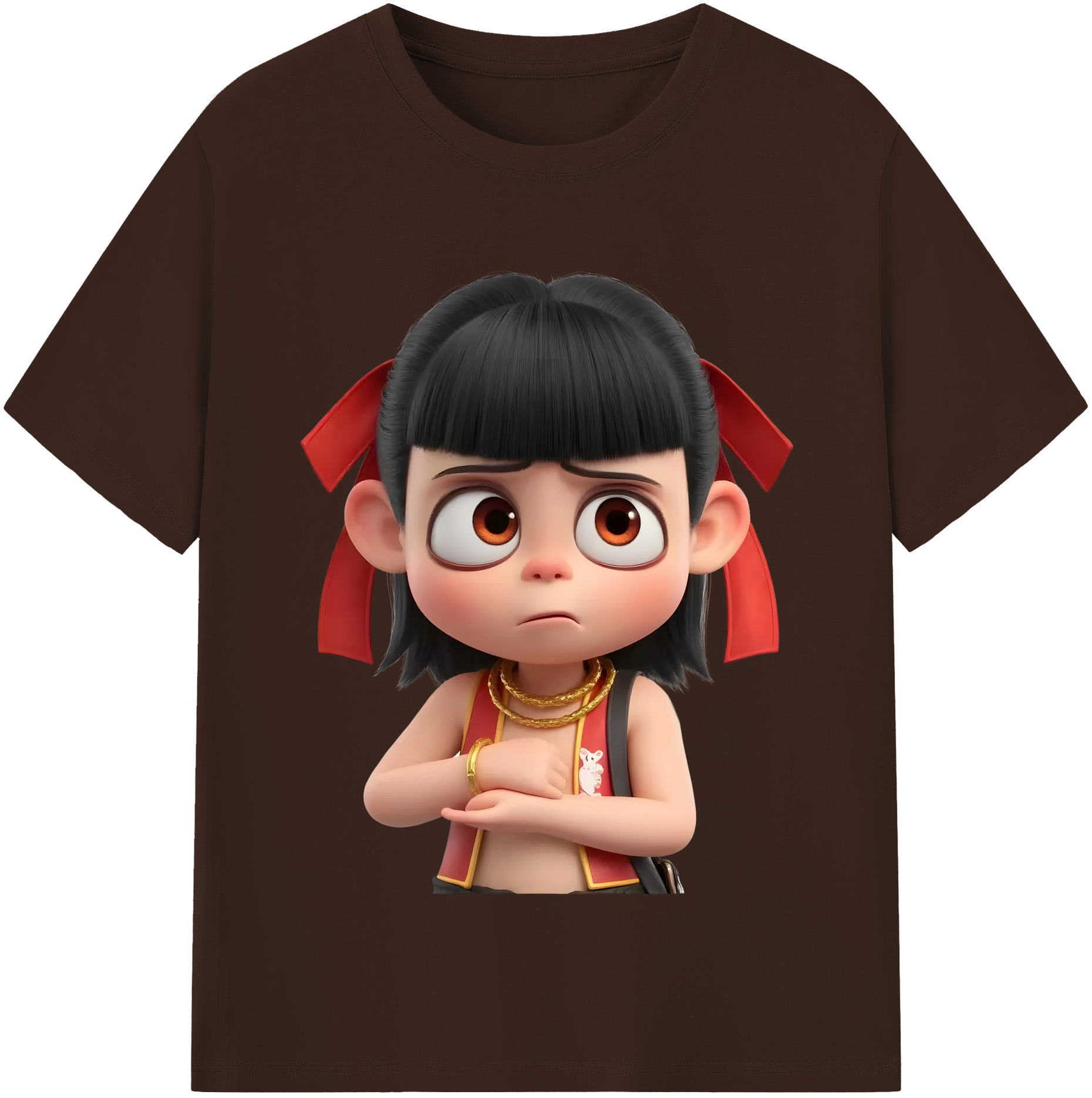 （画像用） Ne Zha 2 ナタ 魔童の大暴れ 綿100％半袖Tシャツ（フロントプリント）