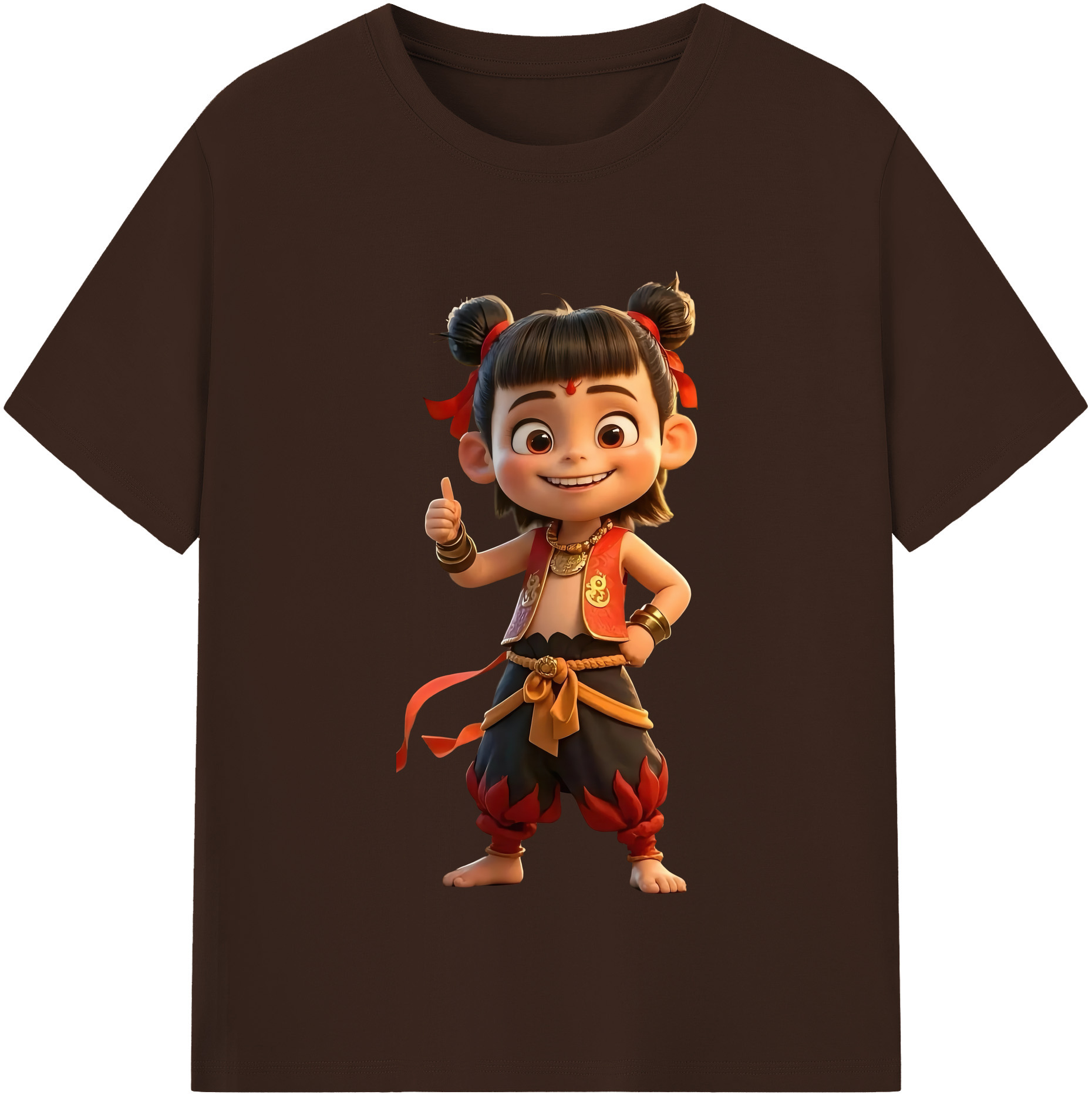 （画像用） Ne Zha 2 ナタ 魔童の大暴れ 綿100％半袖Tシャツ（フロントプリント）
