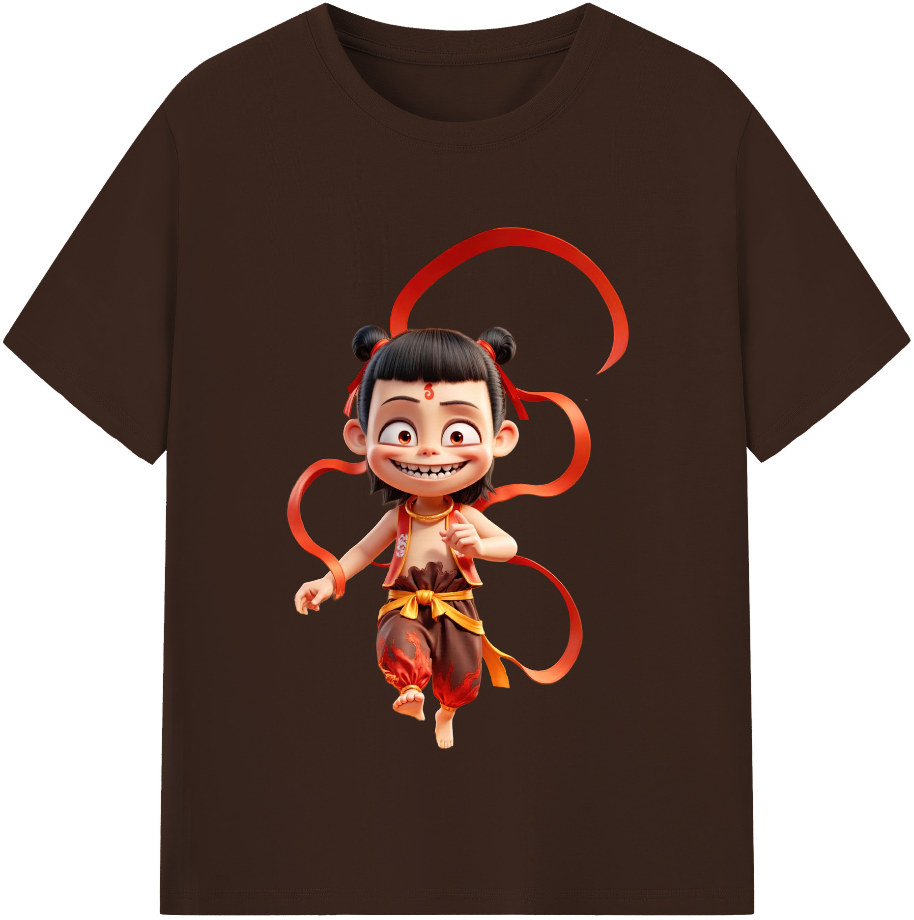 （画像用） Ne Zha 2 ナタ 魔童の大暴れ 綿100％半袖Tシャツ（フロントプリント）