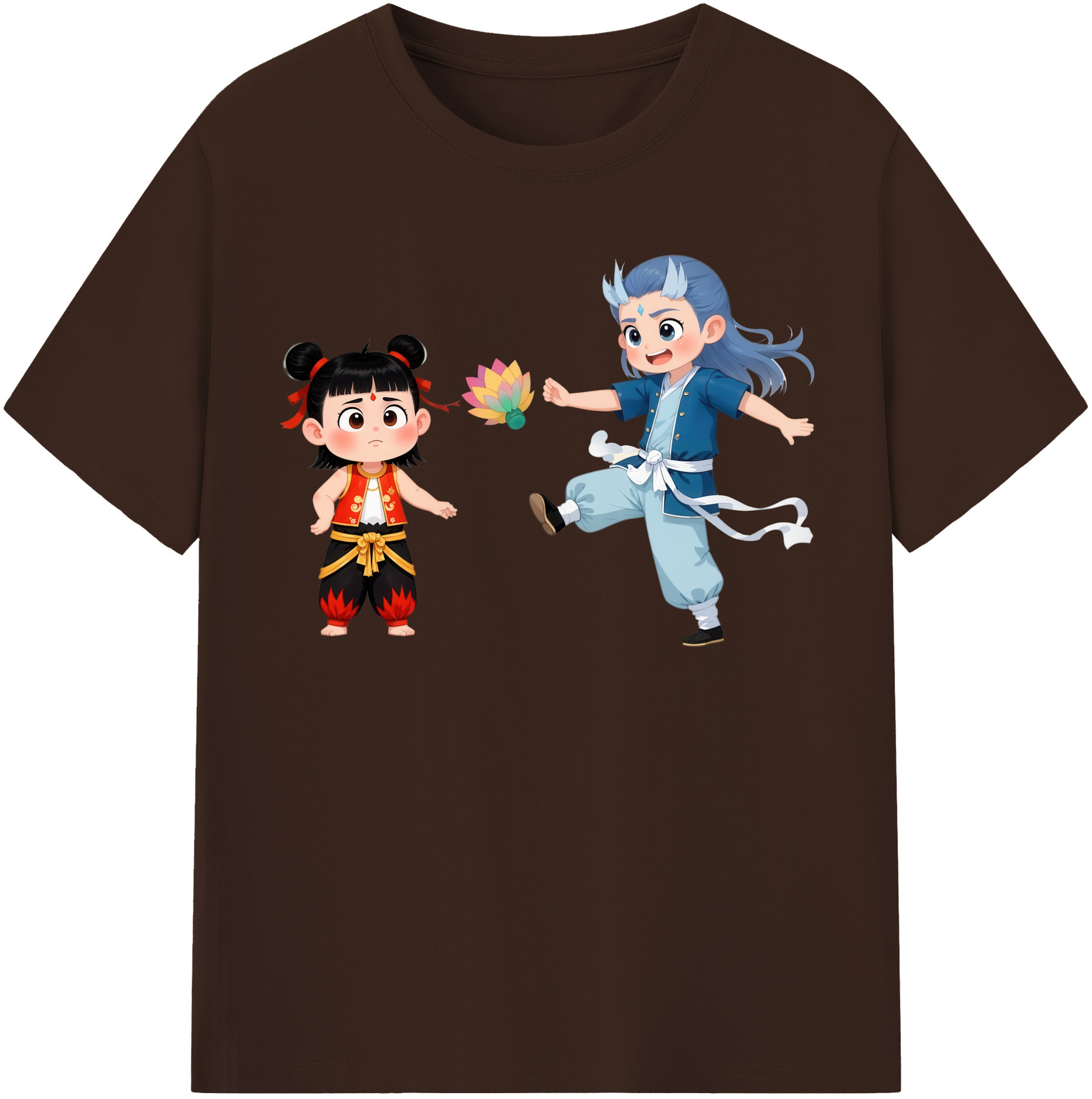（画像用） Ne Zha 2 ナタ 魔童の大暴れ 綿100％半袖Tシャツ（フロントプリント）