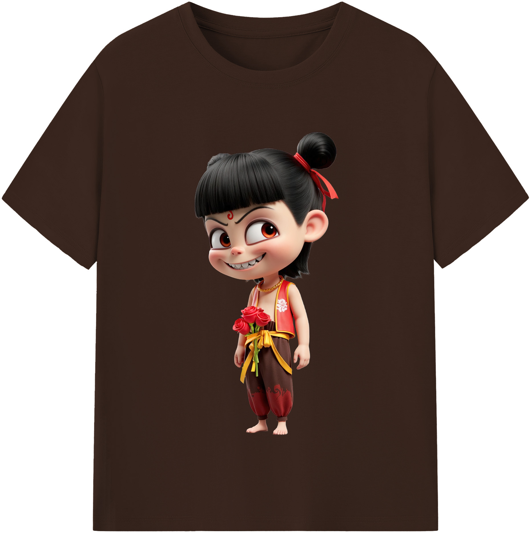 （画像用） Ne Zha 2 ナタ 魔童の大暴れ 綿100％半袖Tシャツ（フロントプリント）