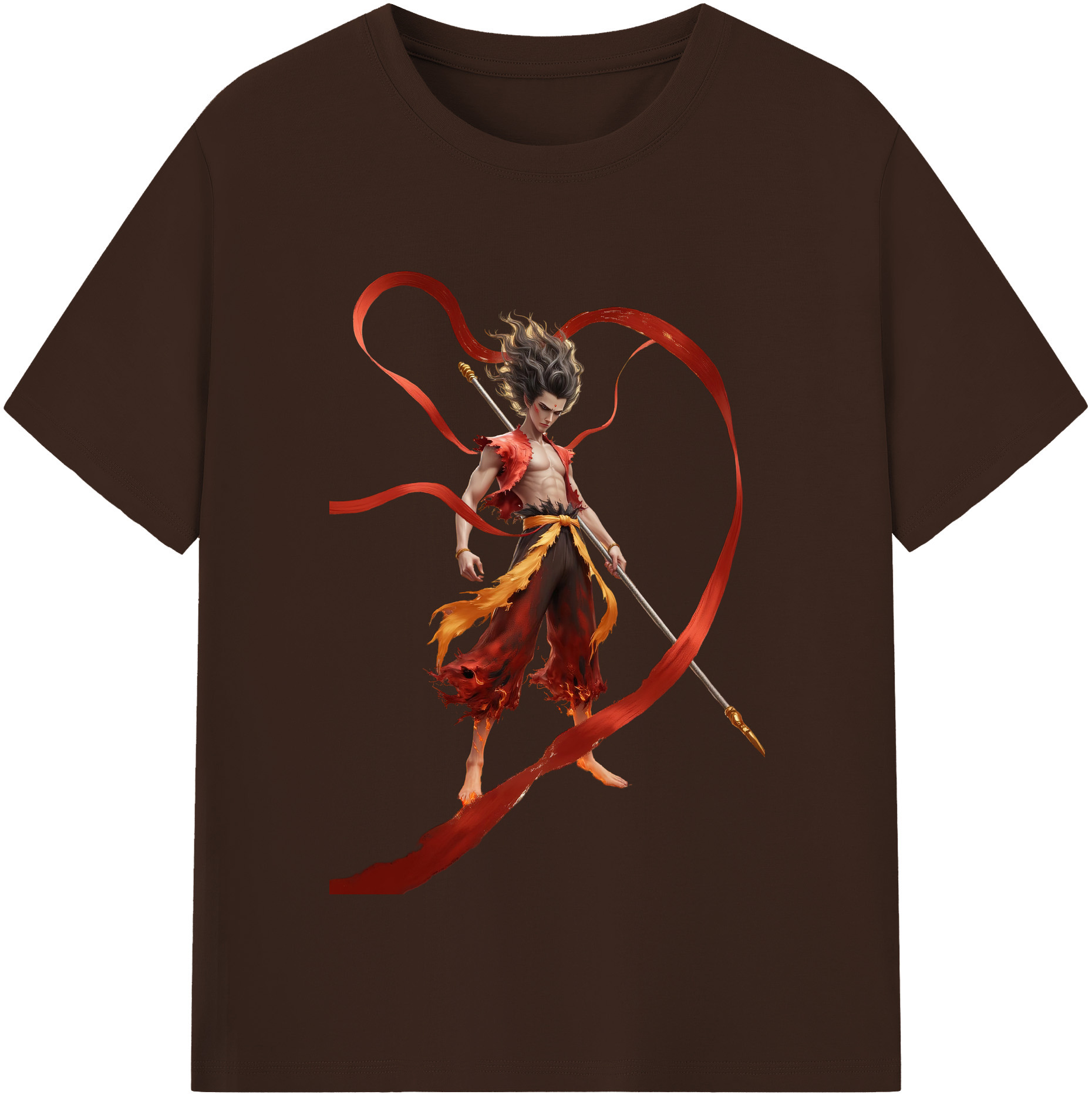 （画像用） Ne Zha 2 ナタ 魔童の大暴れ 綿100％半袖Tシャツ（フロントプリント）