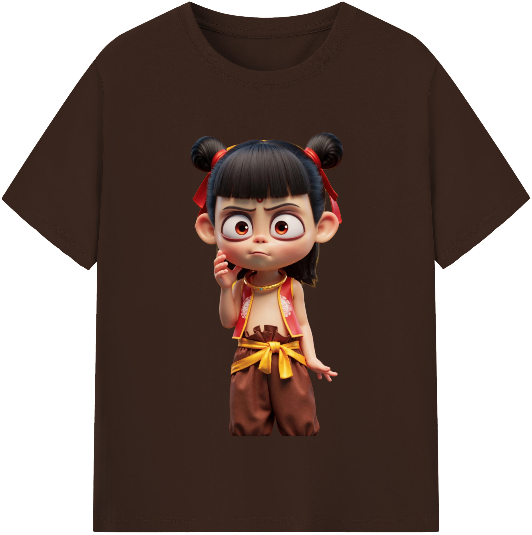 （画像用） Ne Zha 2 ナタ 魔童の大暴れ 綿100％半袖Tシャツ（フロントプリント）