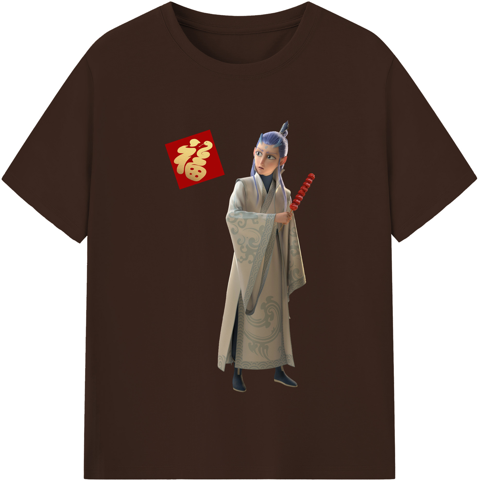 （画像用） Ne Zha 2 ナタ 魔童の大暴れ 綿100％半袖Tシャツ（フロントプリント）