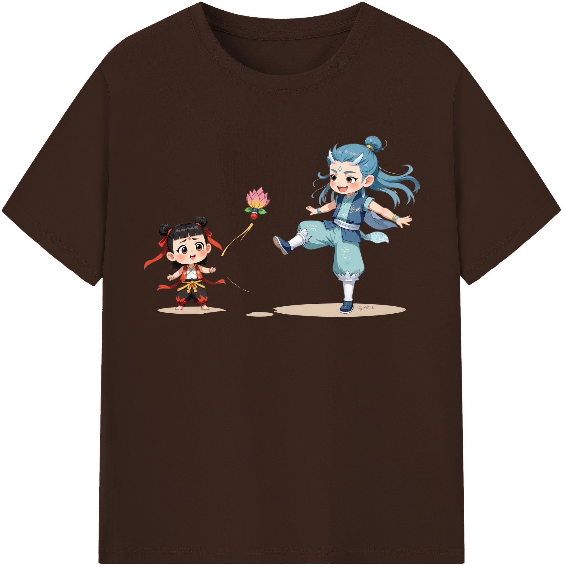 （画像用） Ne Zha 2 ナタ 魔童の大暴れ 綿100％半袖Tシャツ（フロントプリント）