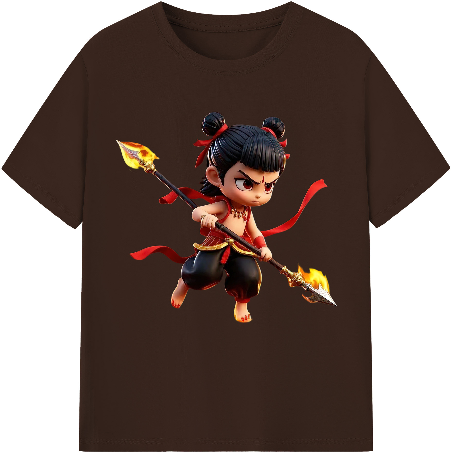 （画像用） Ne Zha 2 ナタ 魔童の大暴れ 綿100％半袖Tシャツ（フロントプリント）