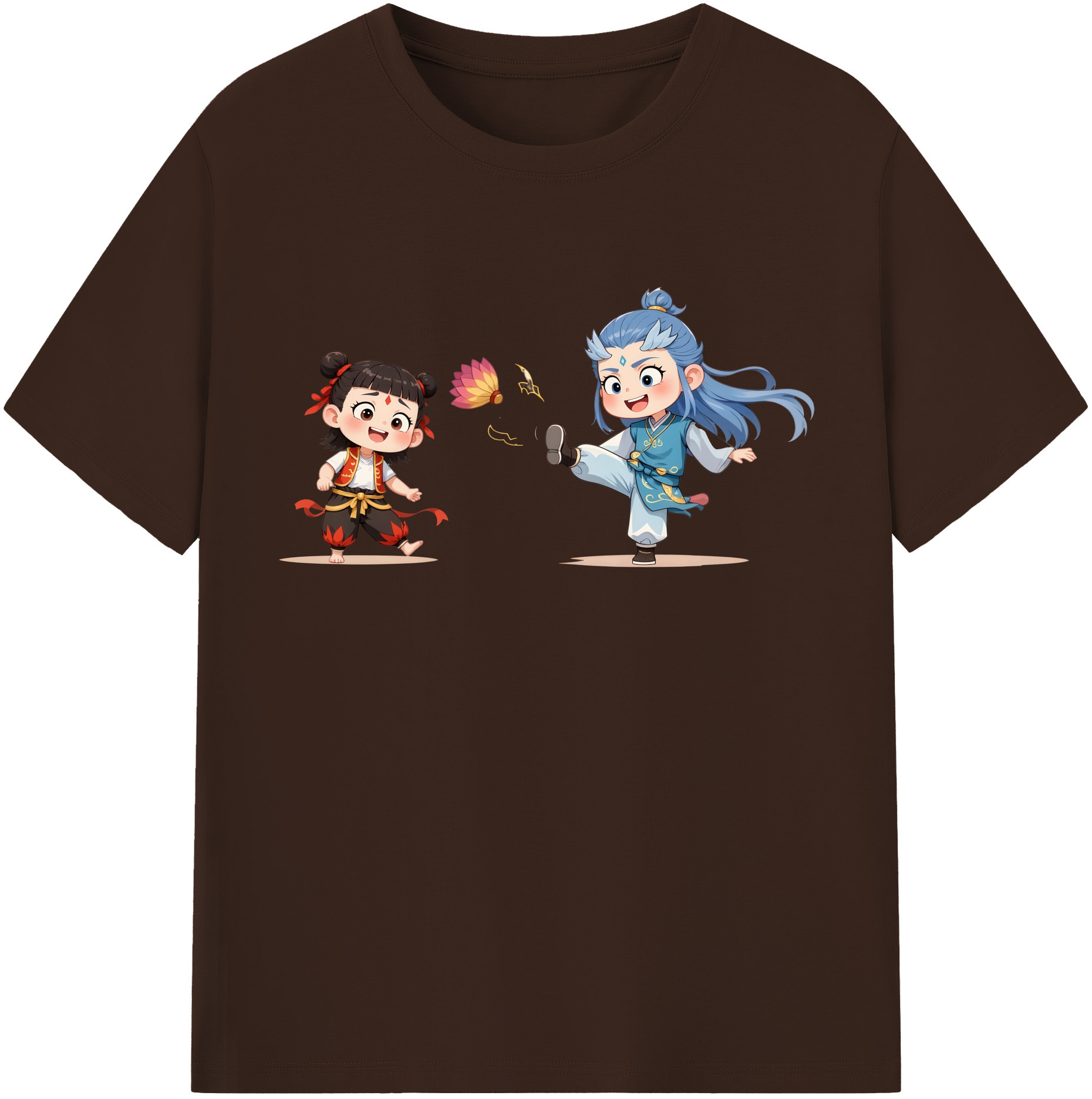 （画像用） Ne Zha 2 ナタ 魔童の大暴れ 綿100％半袖Tシャツ（フロントプリント）