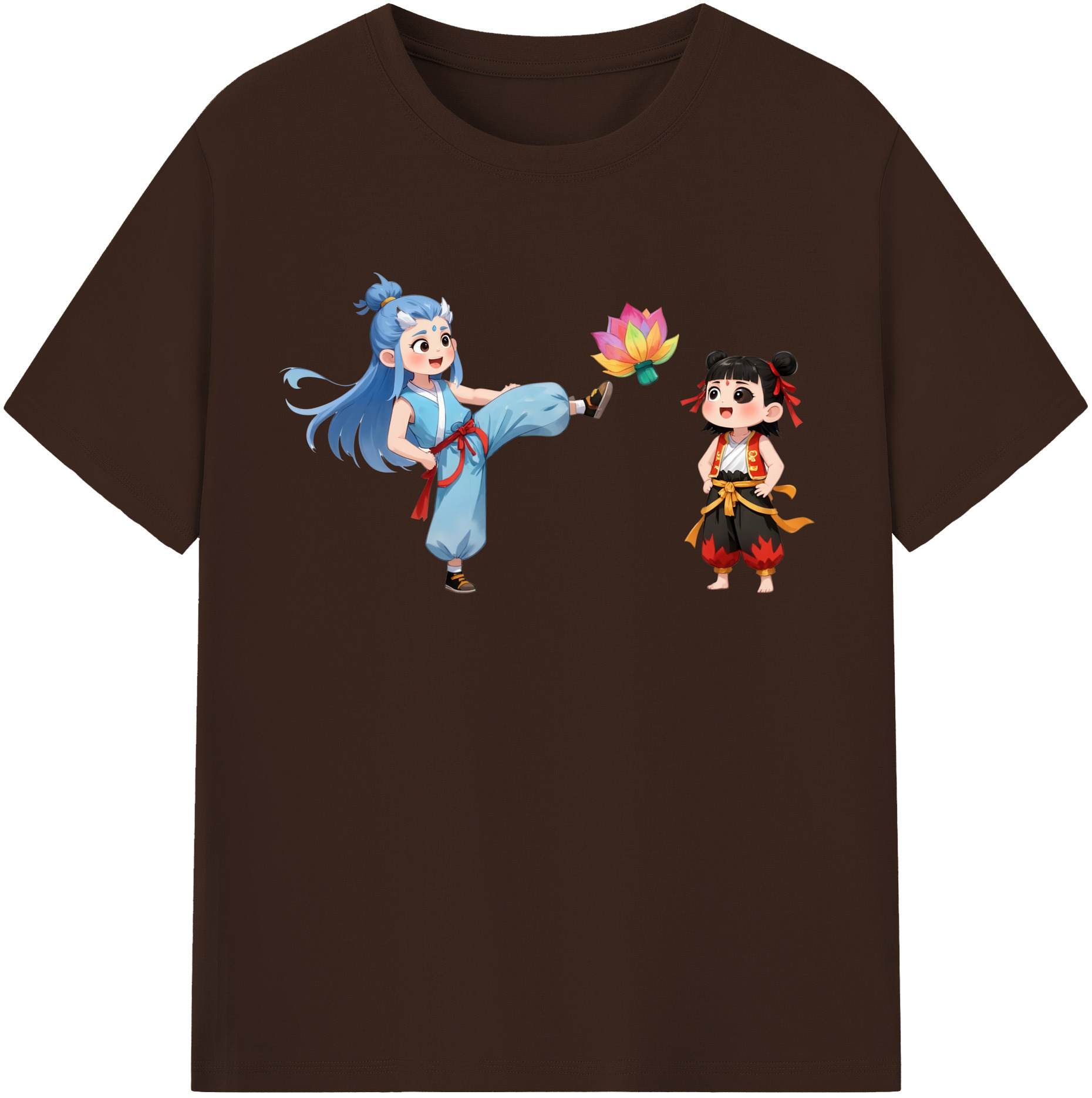 （画像用） Ne Zha 2 ナタ 魔童の大暴れ 綿100％半袖Tシャツ（フロントプリント）