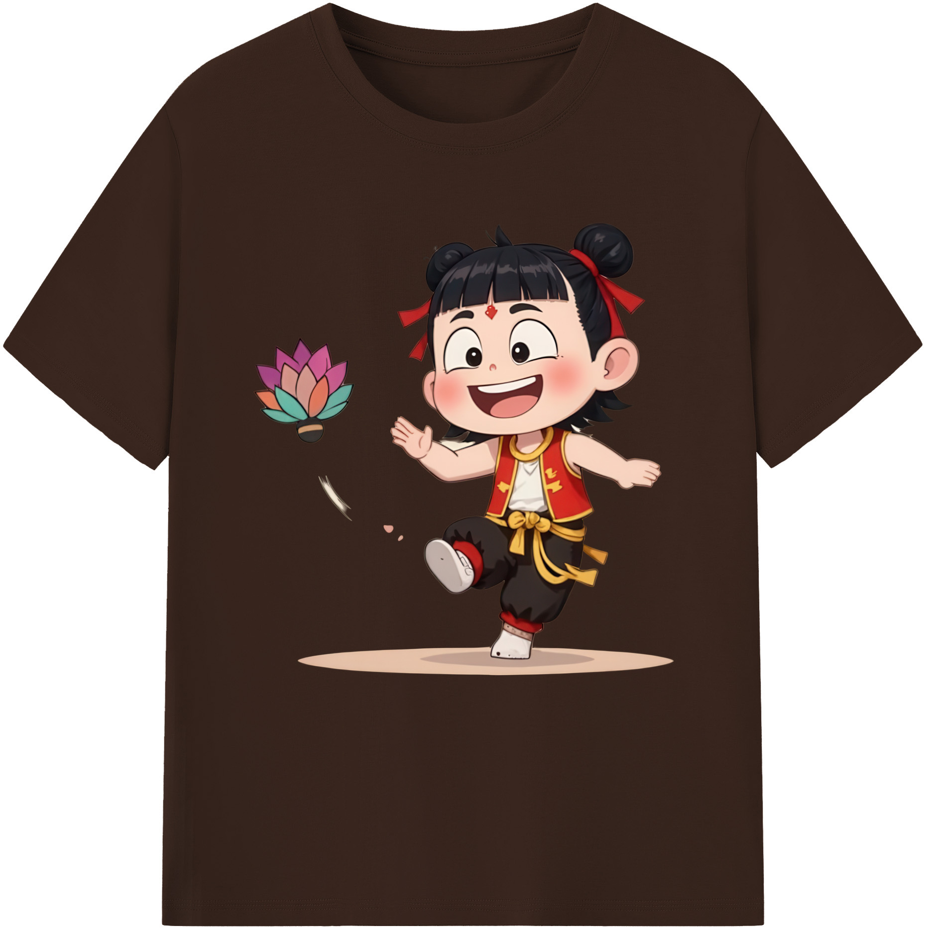 （画像用） Ne Zha 2 ナタ 魔童の大暴れ 綿100％半袖Tシャツ（フロントプリント）
