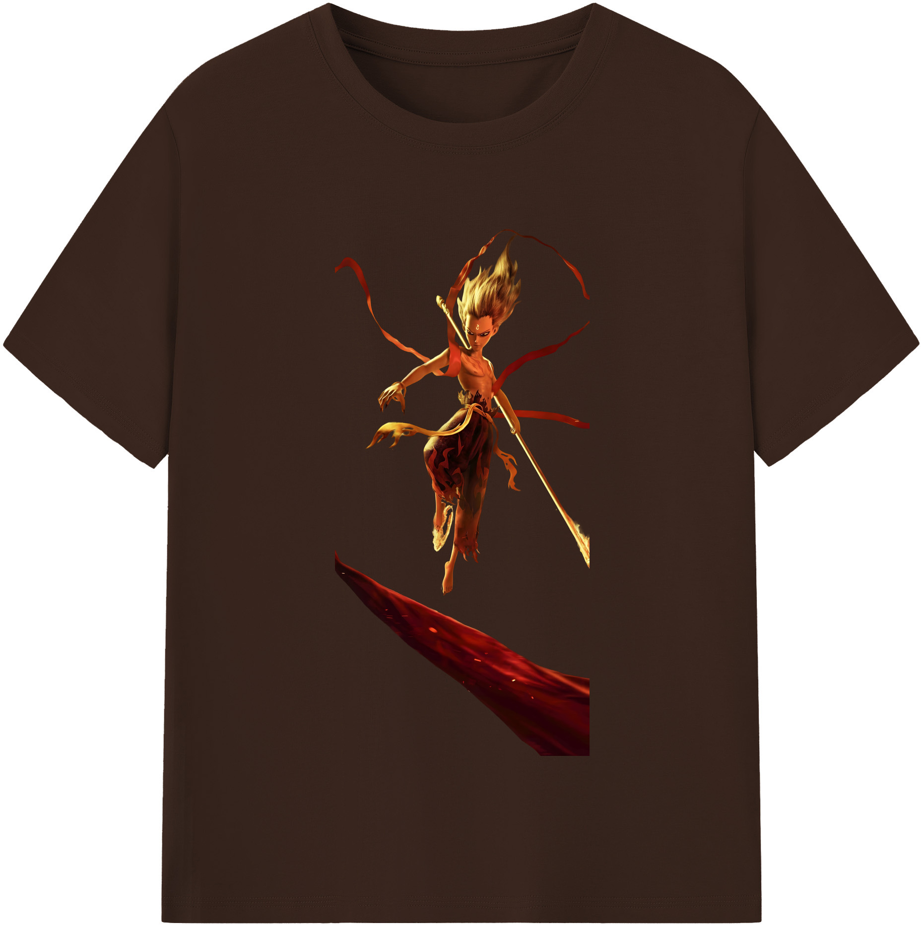 （画像用） Ne Zha 2 ナタ 魔童の大暴れ 綿100％半袖Tシャツ（フロントプリント）