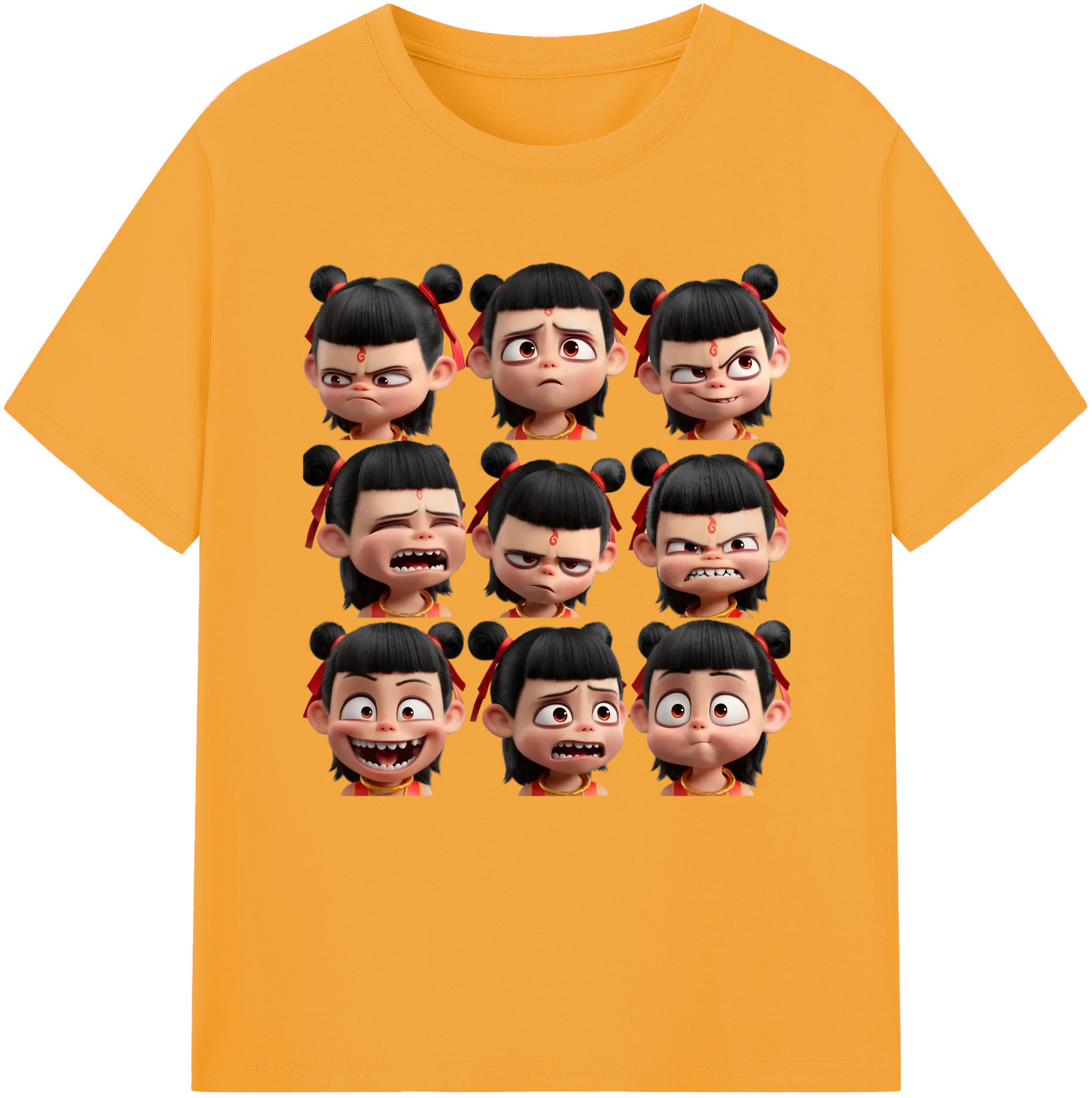 （画像用） Ne Zha 2 ナタ 魔童の大暴れ 綿100％半袖Tシャツ（フロントプリント）