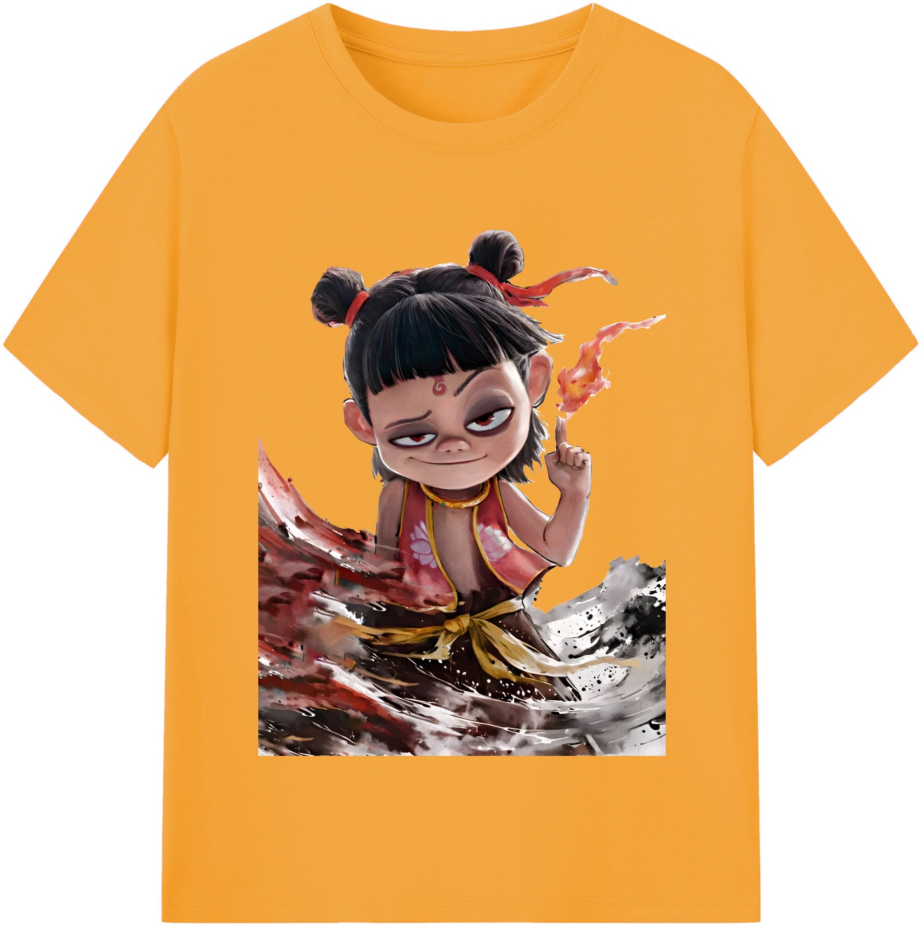 （画像用） Ne Zha 2 ナタ 魔童の大暴れ 綿100％半袖Tシャツ（フロントプリント）