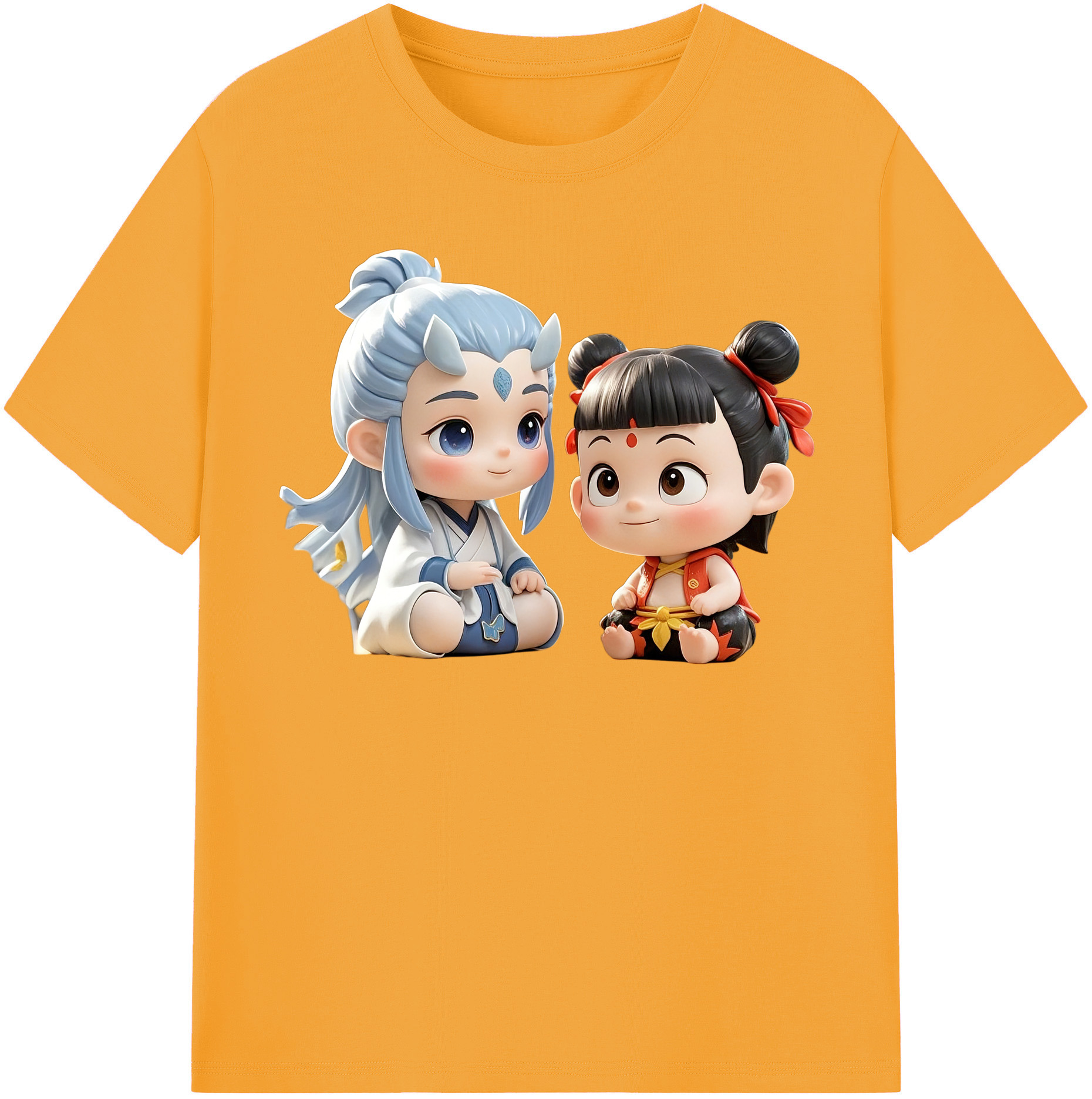 （画像用） Ne Zha 2 ナタ 魔童の大暴れ 綿100％半袖Tシャツ（フロントプリント）