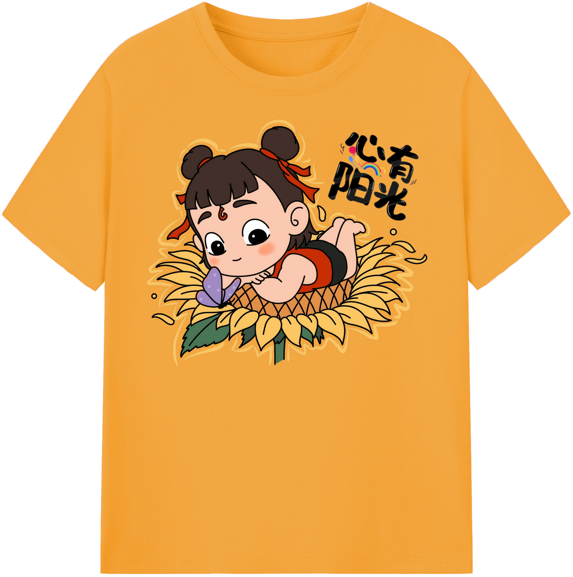 （画像用） Ne Zha 2 ナタ 魔童の大暴れ 綿100％半袖Tシャツ（フロントプリント）