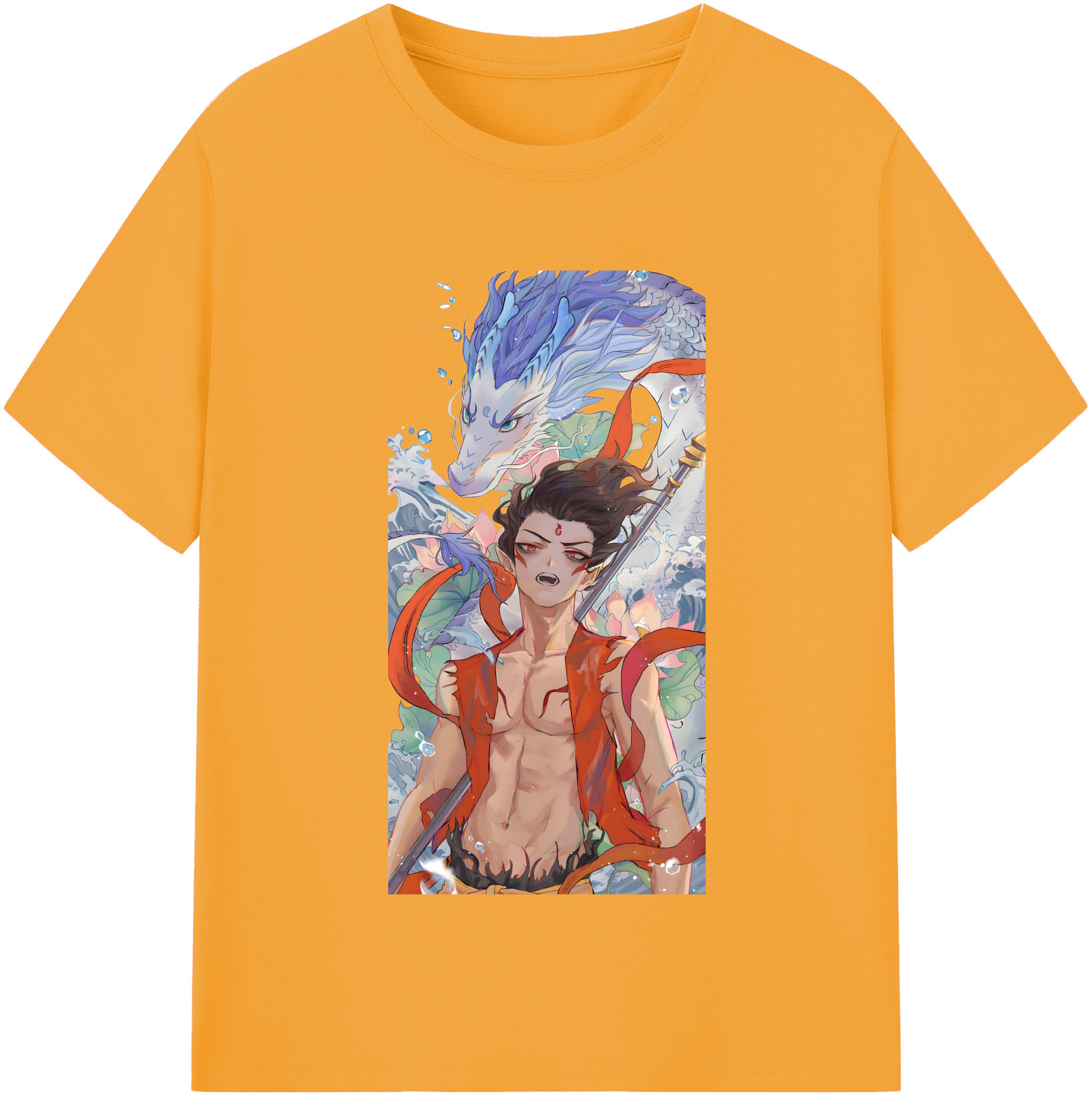 （画像用） Ne Zha 2 ナタ 魔童の大暴れ 綿100％半袖Tシャツ（フロントプリント）