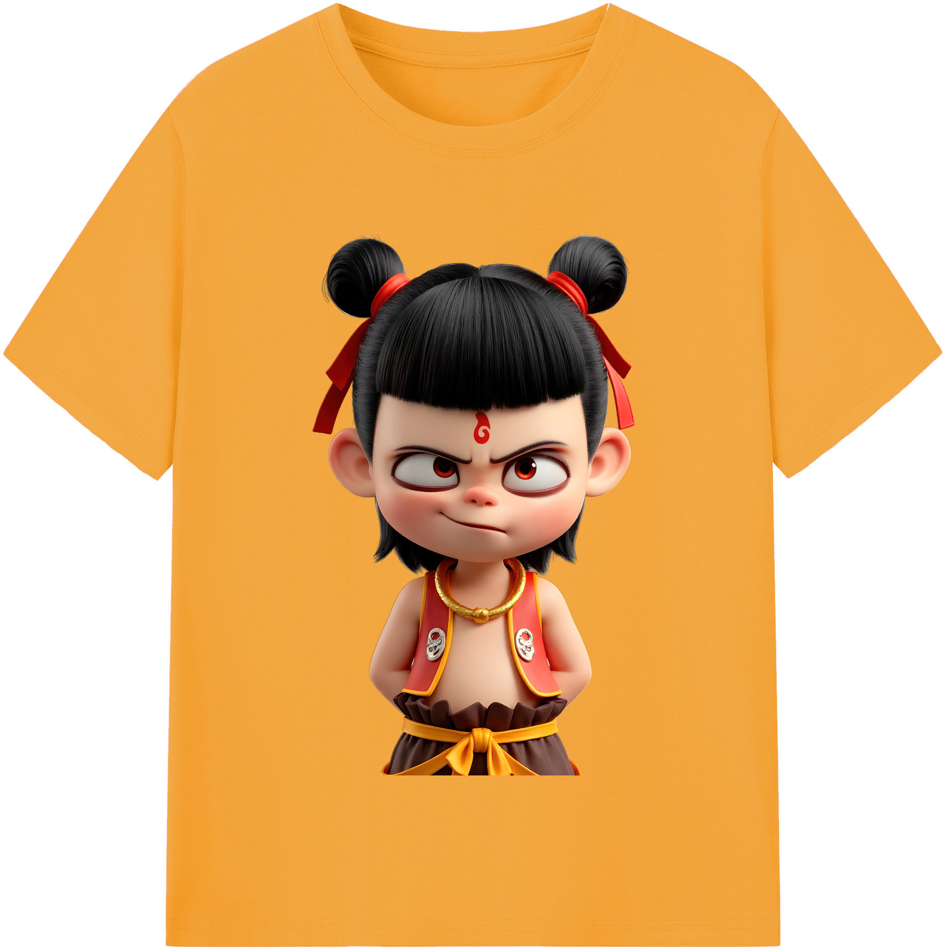 （画像用） Ne Zha 2 ナタ 魔童の大暴れ 綿100％半袖Tシャツ（フロントプリント）