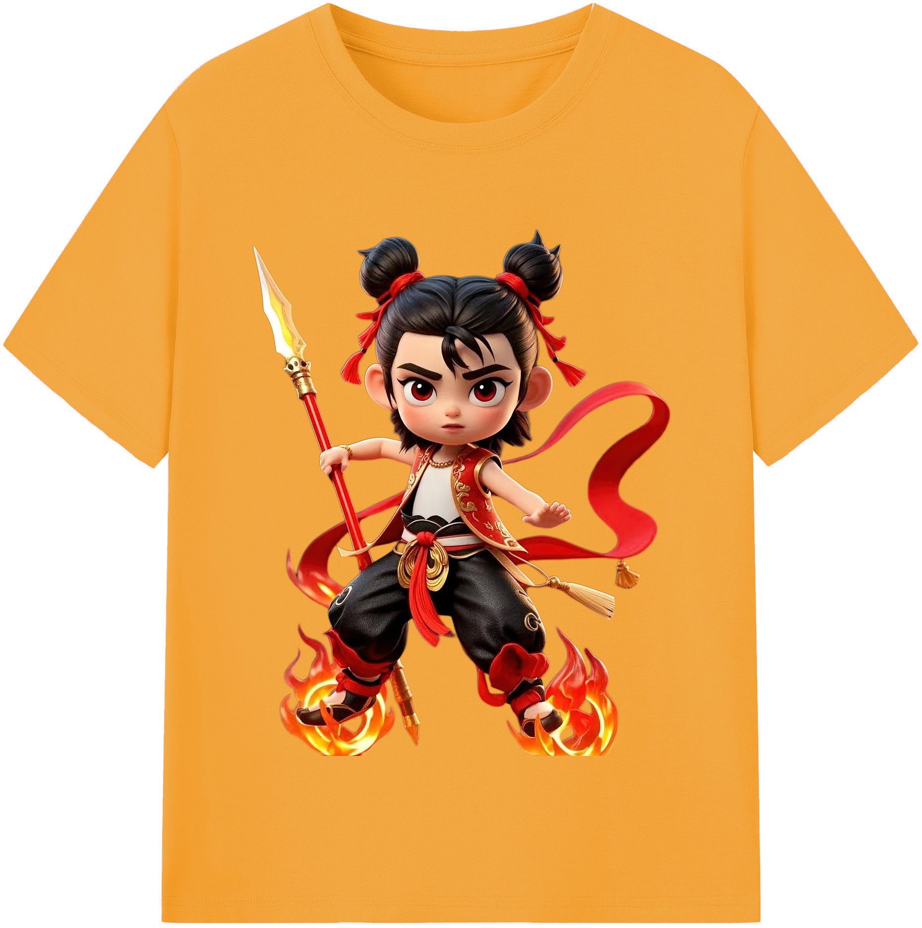 （画像用） Ne Zha 2 ナタ 魔童の大暴れ 綿100％半袖Tシャツ（フロントプリント）