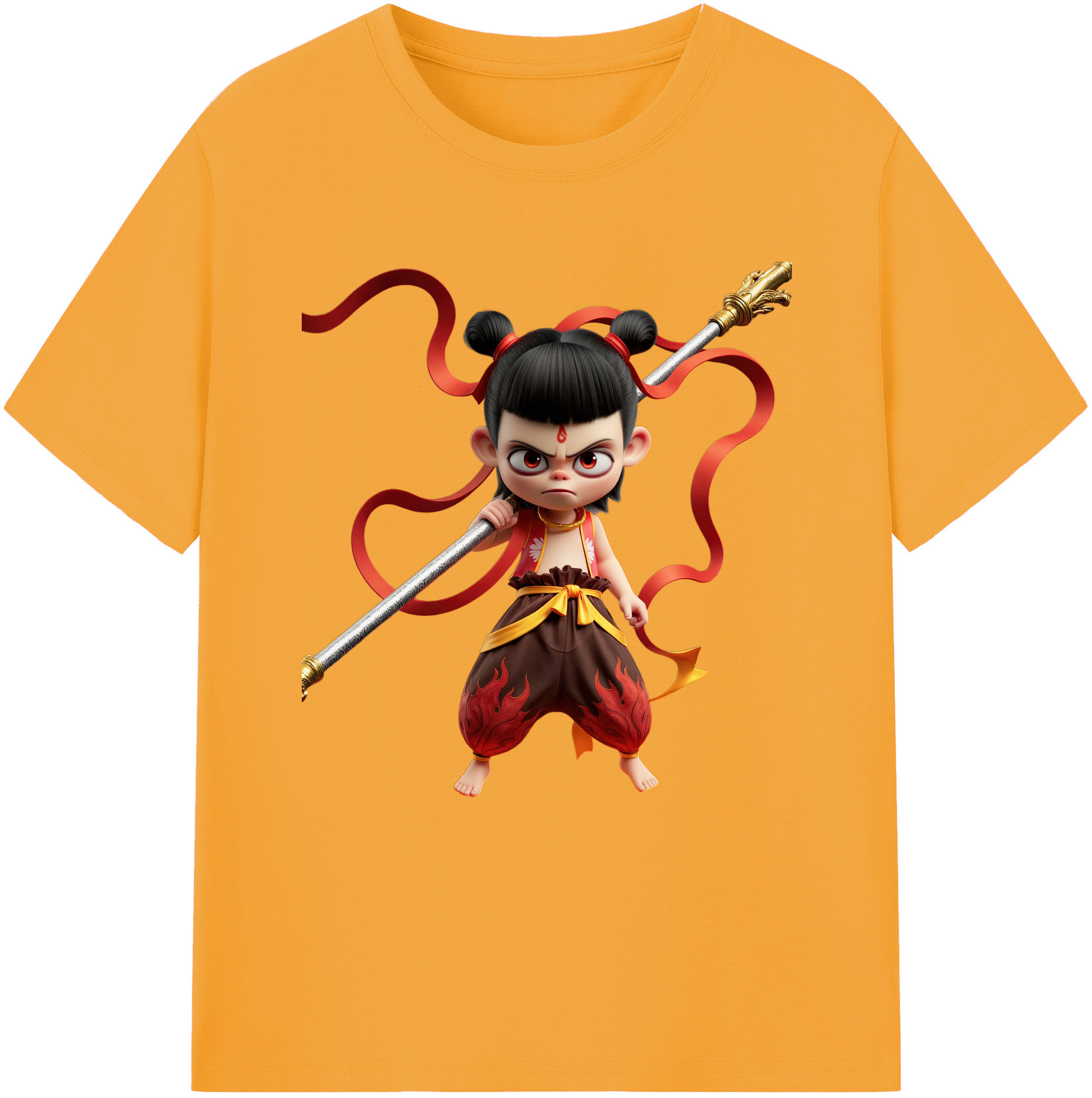 （画像用） Ne Zha 2 ナタ 魔童の大暴れ 綿100％半袖Tシャツ（フロントプリント）
