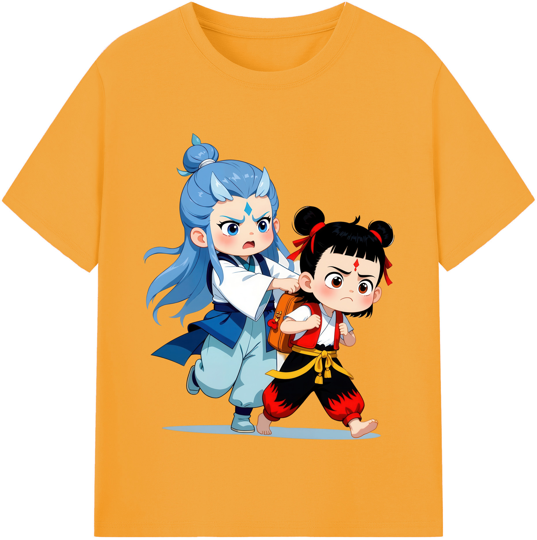 （画像用） Ne Zha 2 ナタ 魔童の大暴れ 綿100％半袖Tシャツ（フロントプリント）