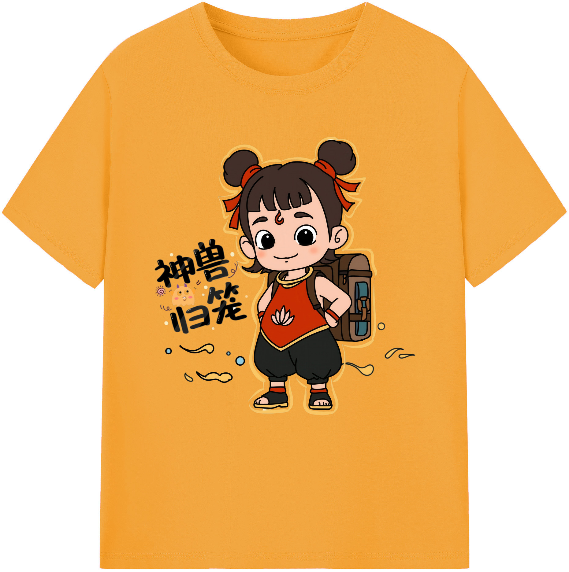 （画像用） Ne Zha 2 ナタ 魔童の大暴れ 綿100％半袖Tシャツ（フロントプリント）