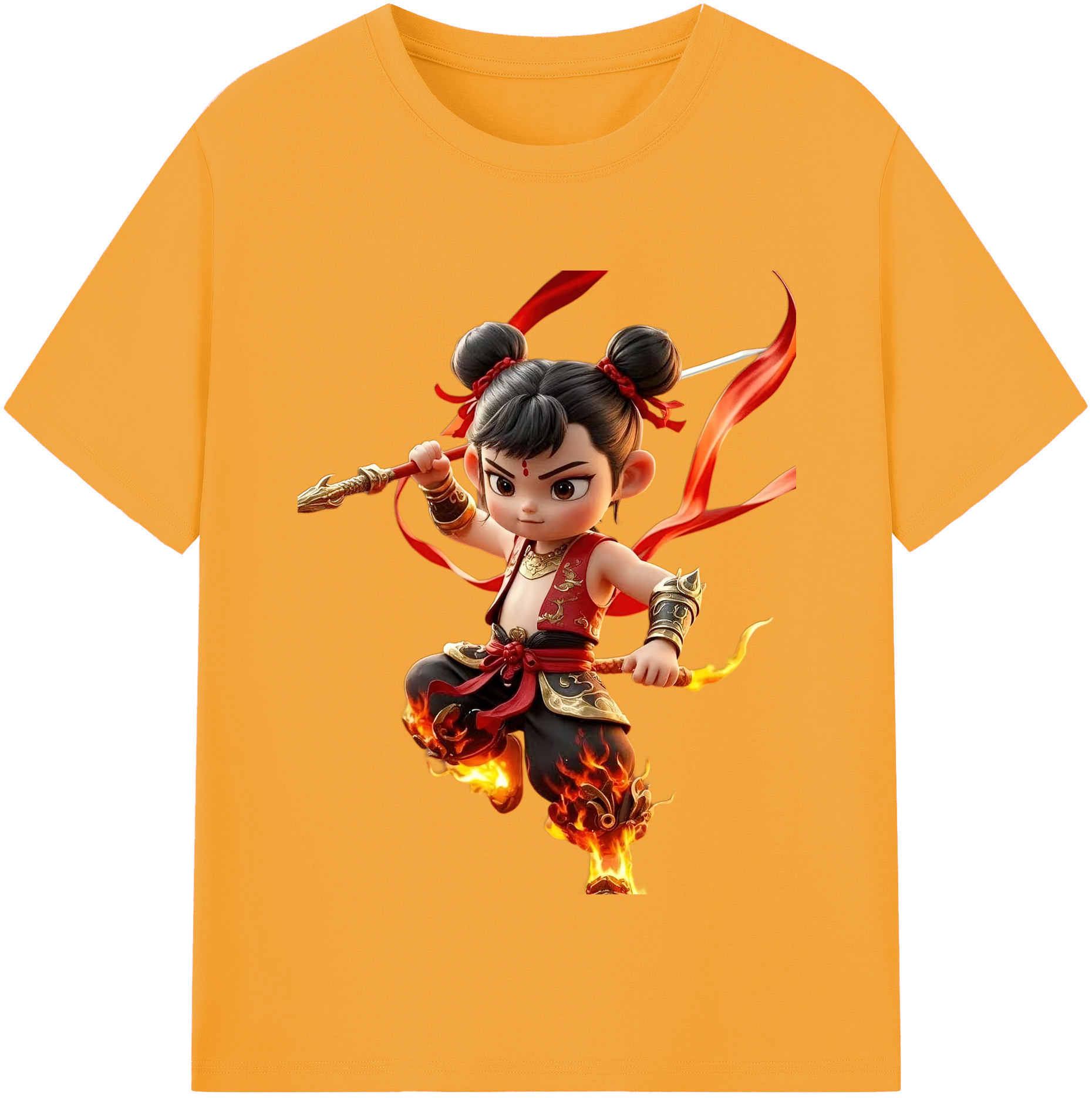 （画像用） Ne Zha 2 ナタ 魔童の大暴れ 綿100％半袖Tシャツ（フロントプリント）