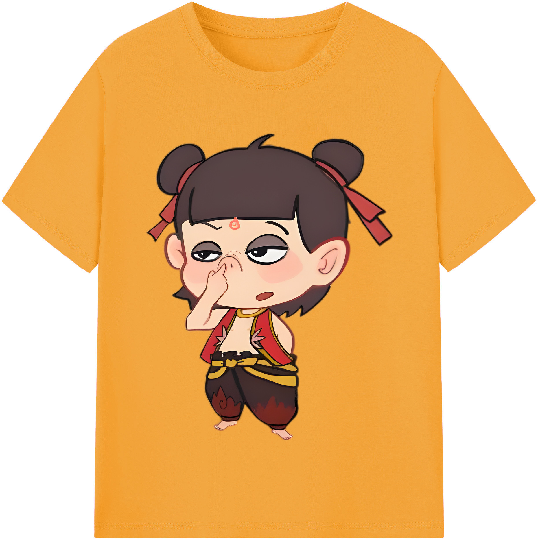 （画像用） Ne Zha 2 ナタ 魔童の大暴れ 綿100％半袖Tシャツ（フロントプリント）