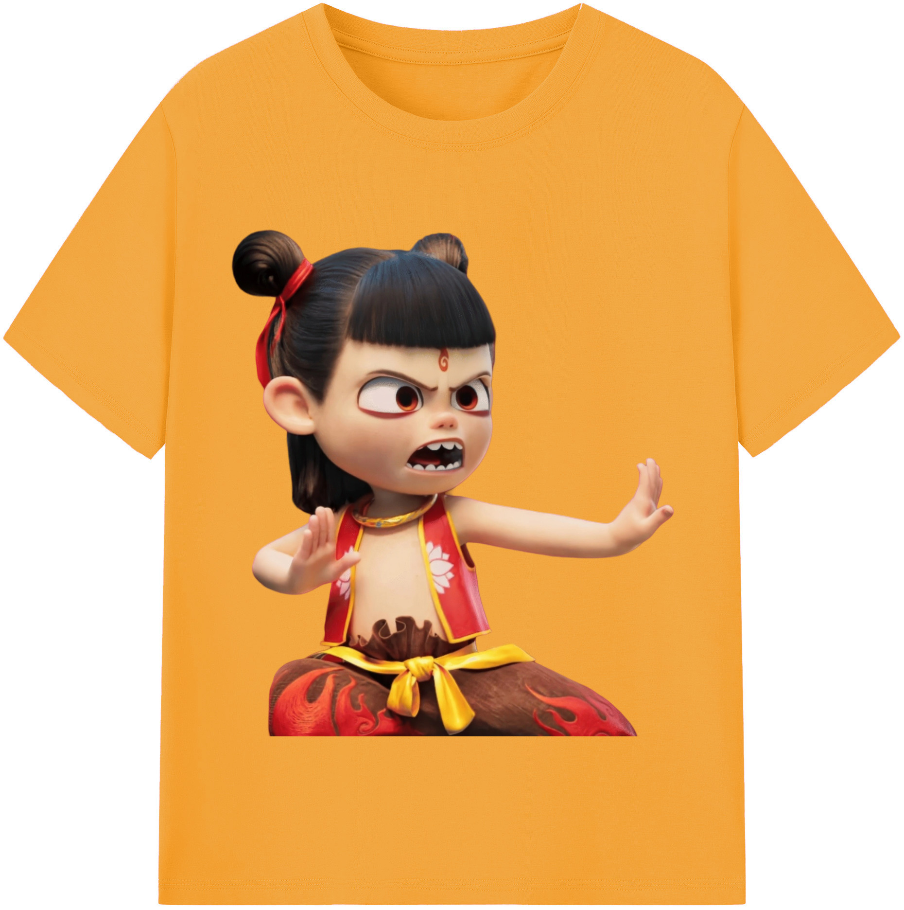 （画像用） Ne Zha 2 ナタ 魔童の大暴れ 綿100％半袖Tシャツ（フロントプリント）