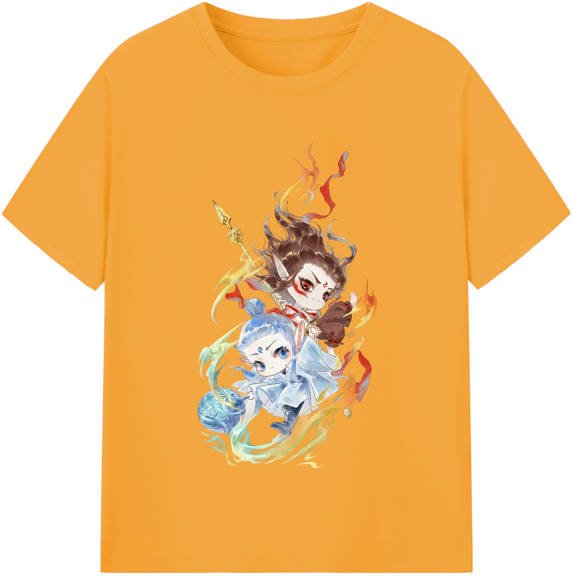 （画像用） Ne Zha 2 ナタ 魔童の大暴れ 綿100％半袖Tシャツ（フロントプリント）