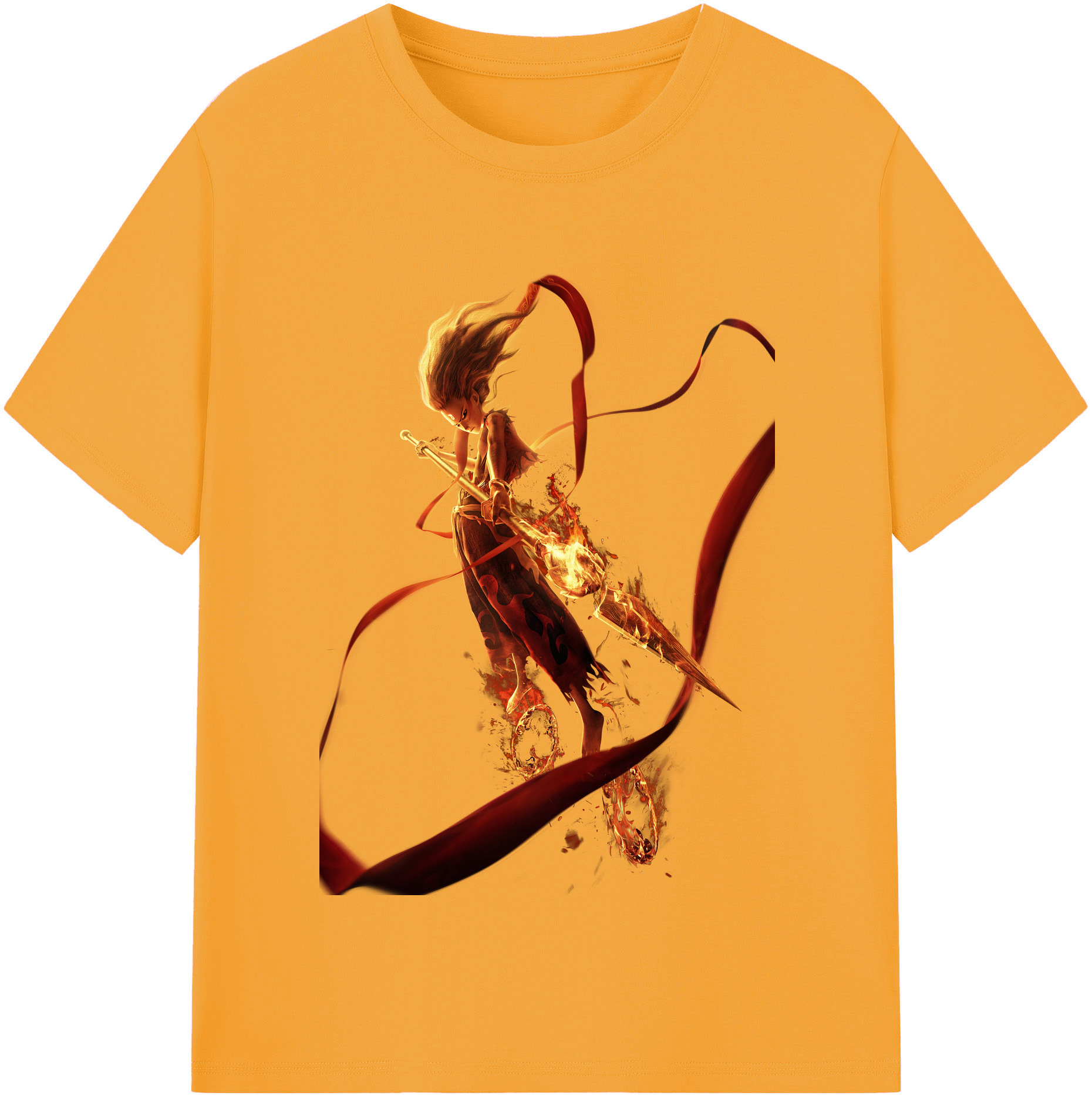 （画像用） Ne Zha 2 ナタ 魔童の大暴れ 綿100％半袖Tシャツ（フロントプリント）