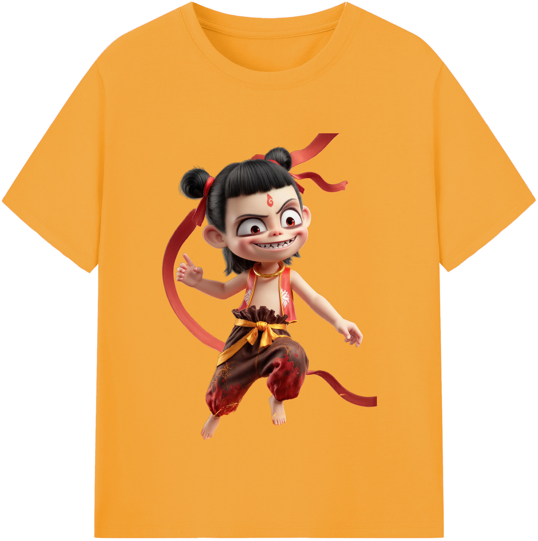 （画像用） Ne Zha 2 ナタ 魔童の大暴れ 綿100％半袖Tシャツ（フロントプリント）