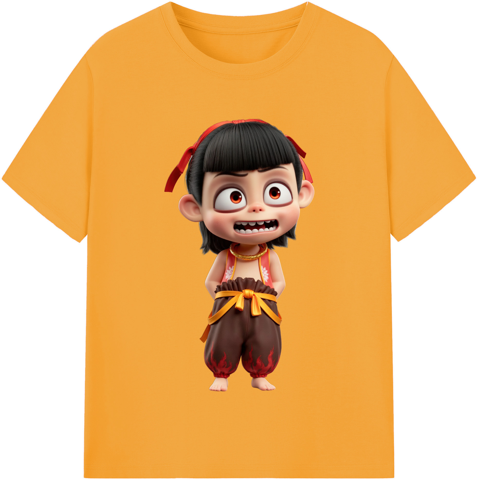 （画像用） Ne Zha 2 ナタ 魔童の大暴れ 綿100％半袖Tシャツ（フロントプリント）