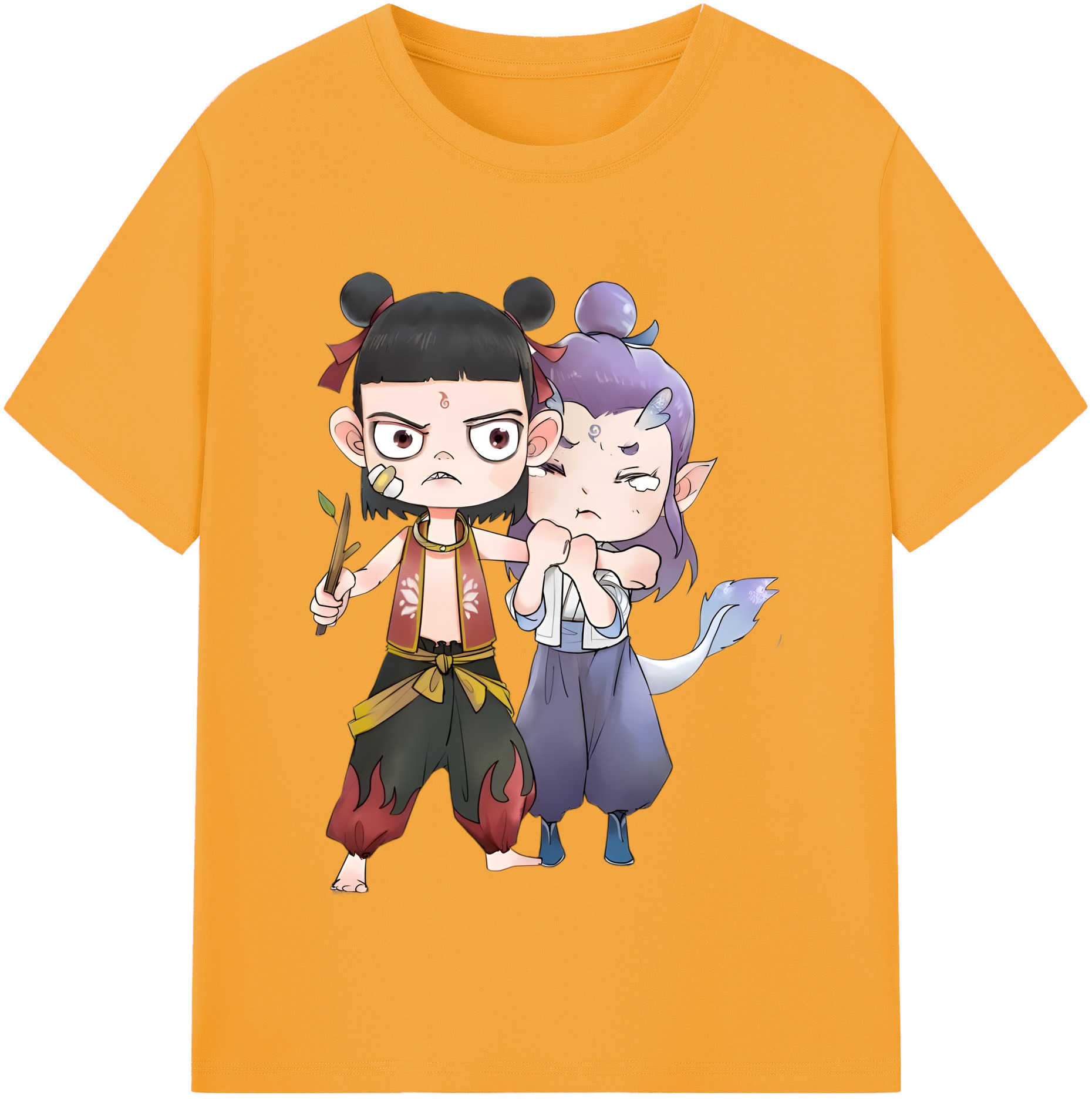 （画像用） Ne Zha 2 ナタ 魔童の大暴れ 綿100％半袖Tシャツ（フロントプリント）