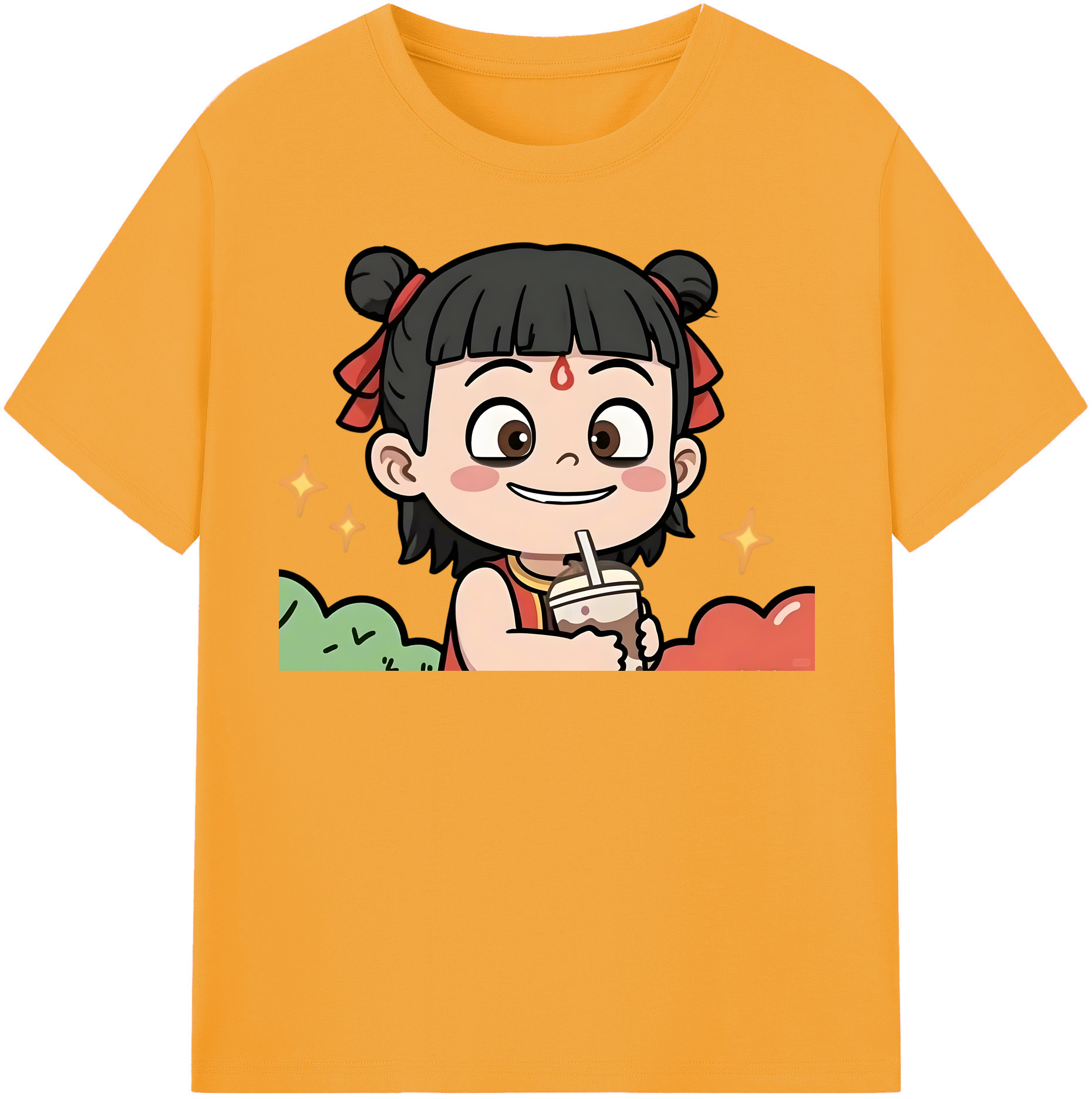 （画像用） Ne Zha 2 ナタ 魔童の大暴れ 綿100％半袖Tシャツ（フロントプリント）